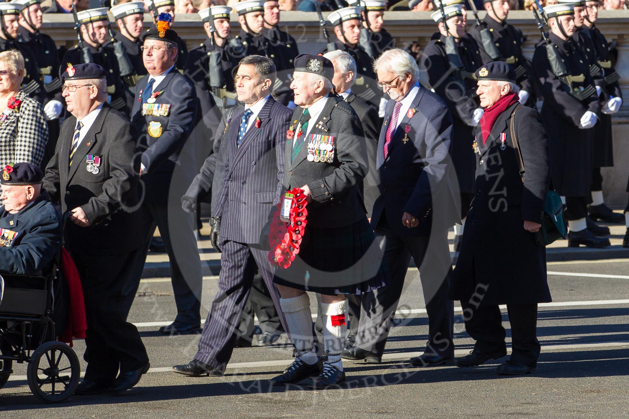 Remembrance Sunday 2012 Cenotaph March Past: Group F7 - Normandy Veterans Association..
Whitehall, Cenotaph,
London SW1,

United Kingdom,
on 11 November 2012 at 11:46, image #424