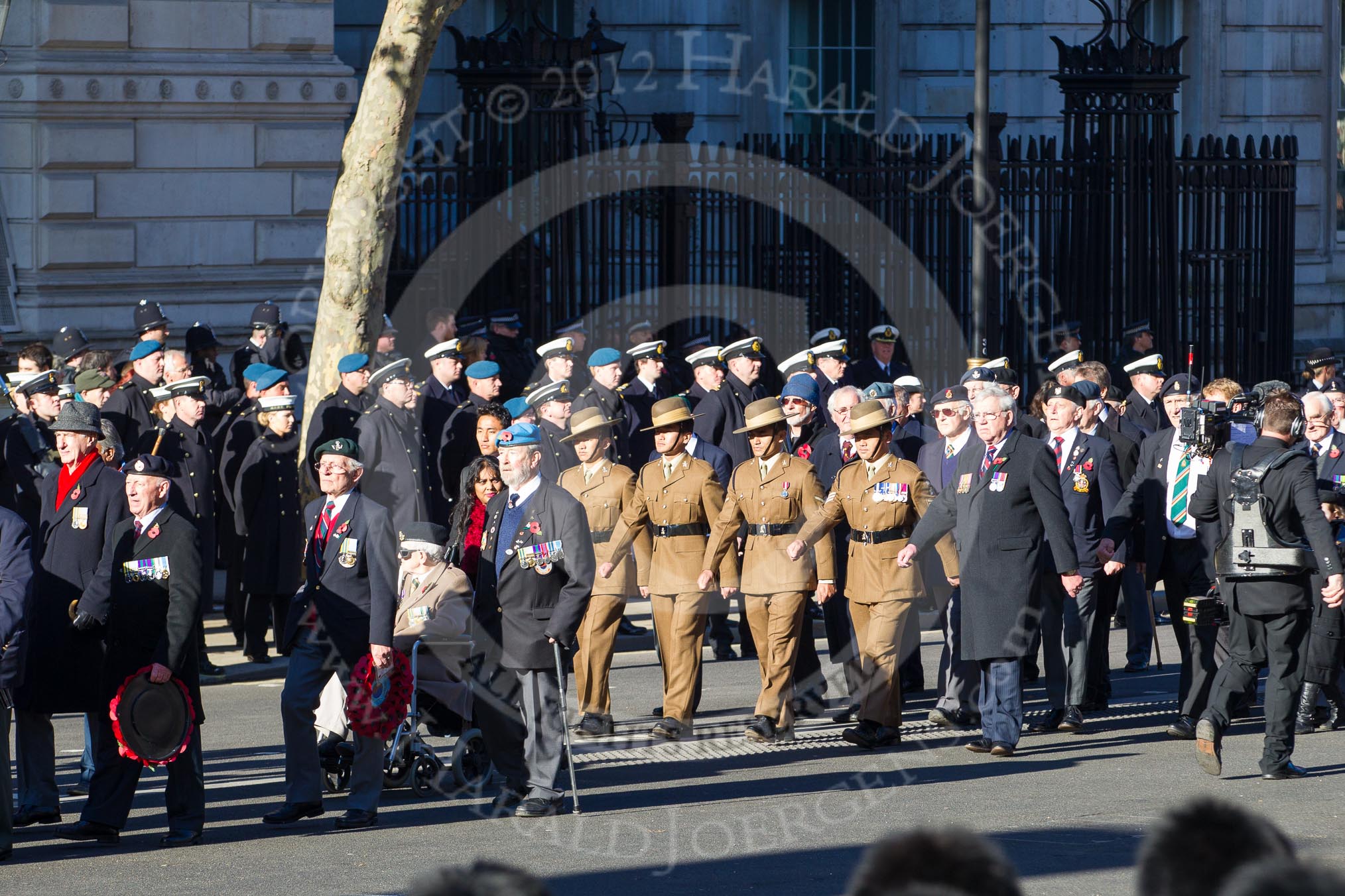 Remembrance Sunday 2012 Cenotaph March Past: Group F8 - British Korean Veterans Association and F9 - National Malaya & Borneo Veterans Association..
Whitehall, Cenotaph,
London SW1,

United Kingdom,
on 11 November 2012 at 11:46, image #434