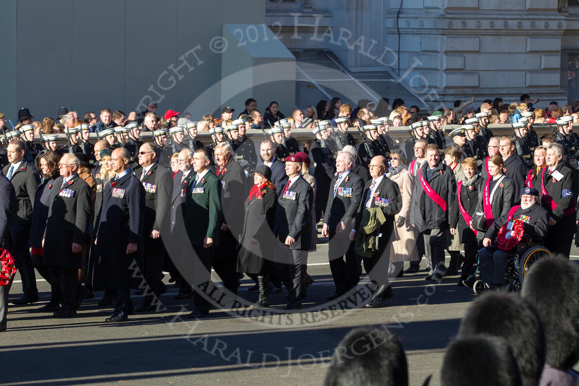 Remembrance Sunday 2012 Cenotaph March Past: Group F13 - Gallantry Medallists League and F14 - National Pigeon War Service..
Whitehall, Cenotaph,
London SW1,

United Kingdom,
on 11 November 2012 at 11:47, image #494