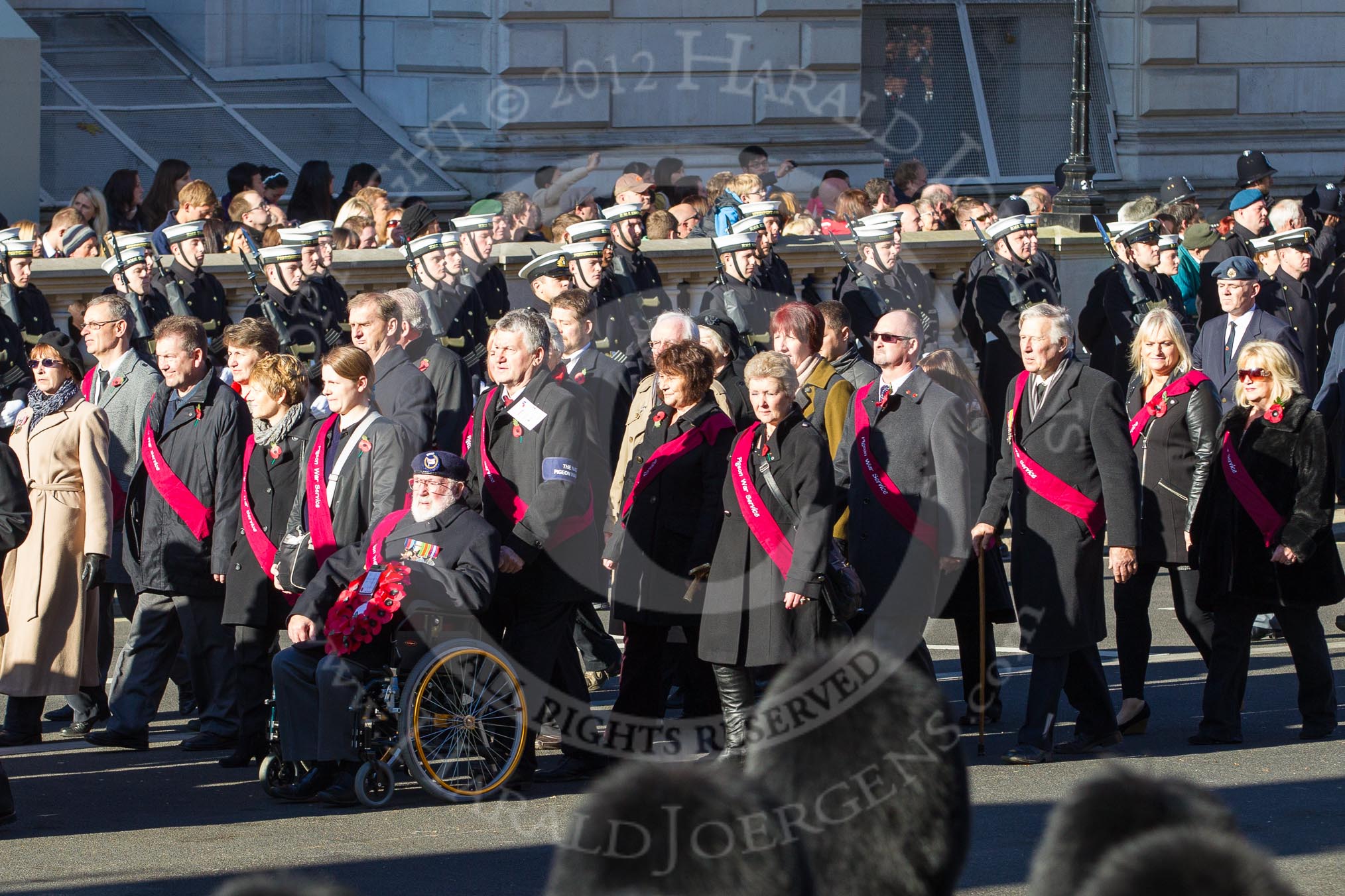 Remembrance Sunday 2012 Cenotaph March Past: Group F14 - National Pigeon War Service..
Whitehall, Cenotaph,
London SW1,

United Kingdom,
on 11 November 2012 at 11:47, image #496