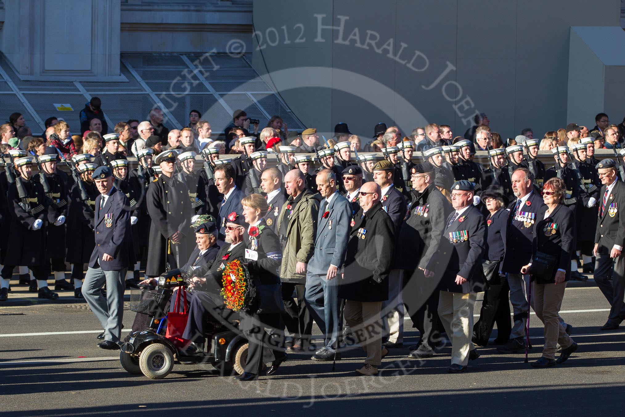 Remembrance Sunday 2012 Cenotaph March Past: Group  F15 - National Gulf Veterans & Families Association..
Whitehall, Cenotaph,
London SW1,

United Kingdom,
on 11 November 2012 at 11:47, image #517