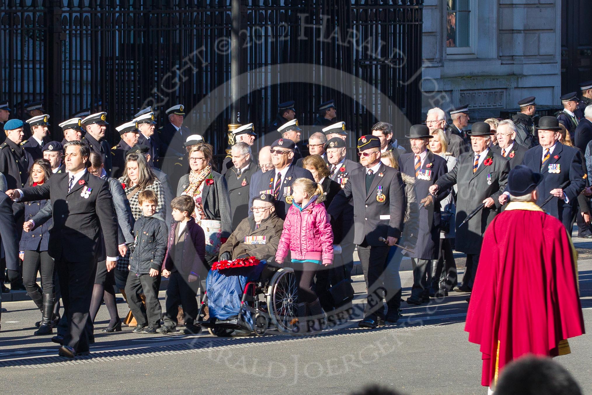 Remembrance Sunday 2012 Cenotaph March Past: Group A1/2/3 - Princess of Wales's Royal Regiment/Prince of Wales's Leinster Regiment (Royal Canadians) Regimental Association/Royal East Kent Regiment (The Buffs) Past & Present Association..
Whitehall, Cenotaph,
London SW1,

United Kingdom,
on 11 November 2012 at 11:48, image #562