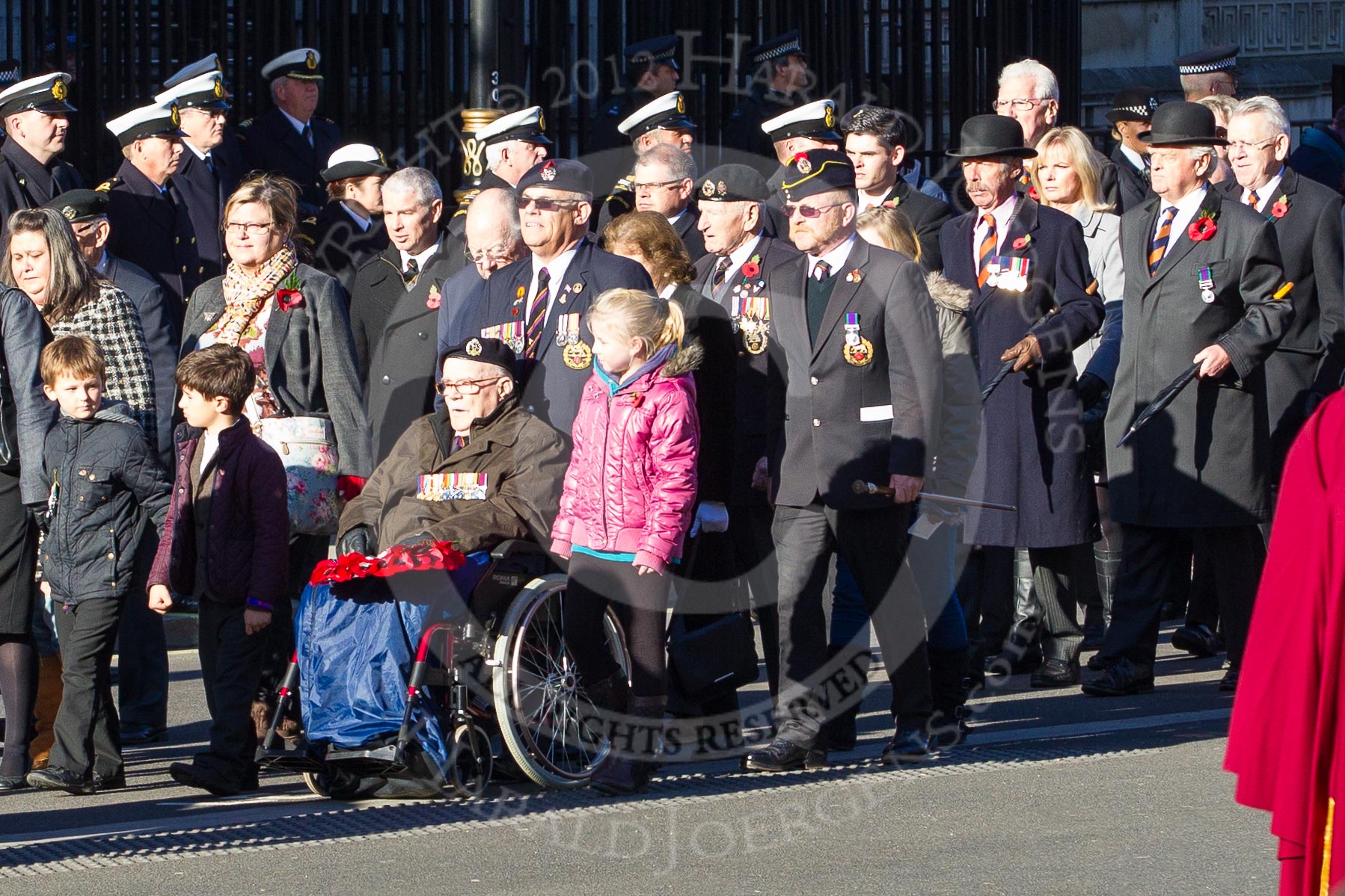 Remembrance Sunday 2012 Cenotaph March Past: Group A1/2/3 - Princess of Wales's Royal Regiment/Prince of Wales's Leinster Regiment (Royal Canadians) Regimental Association/Royal East Kent Regiment (The Buffs) Past & Present Association..
Whitehall, Cenotaph,
London SW1,

United Kingdom,
on 11 November 2012 at 11:48, image #564