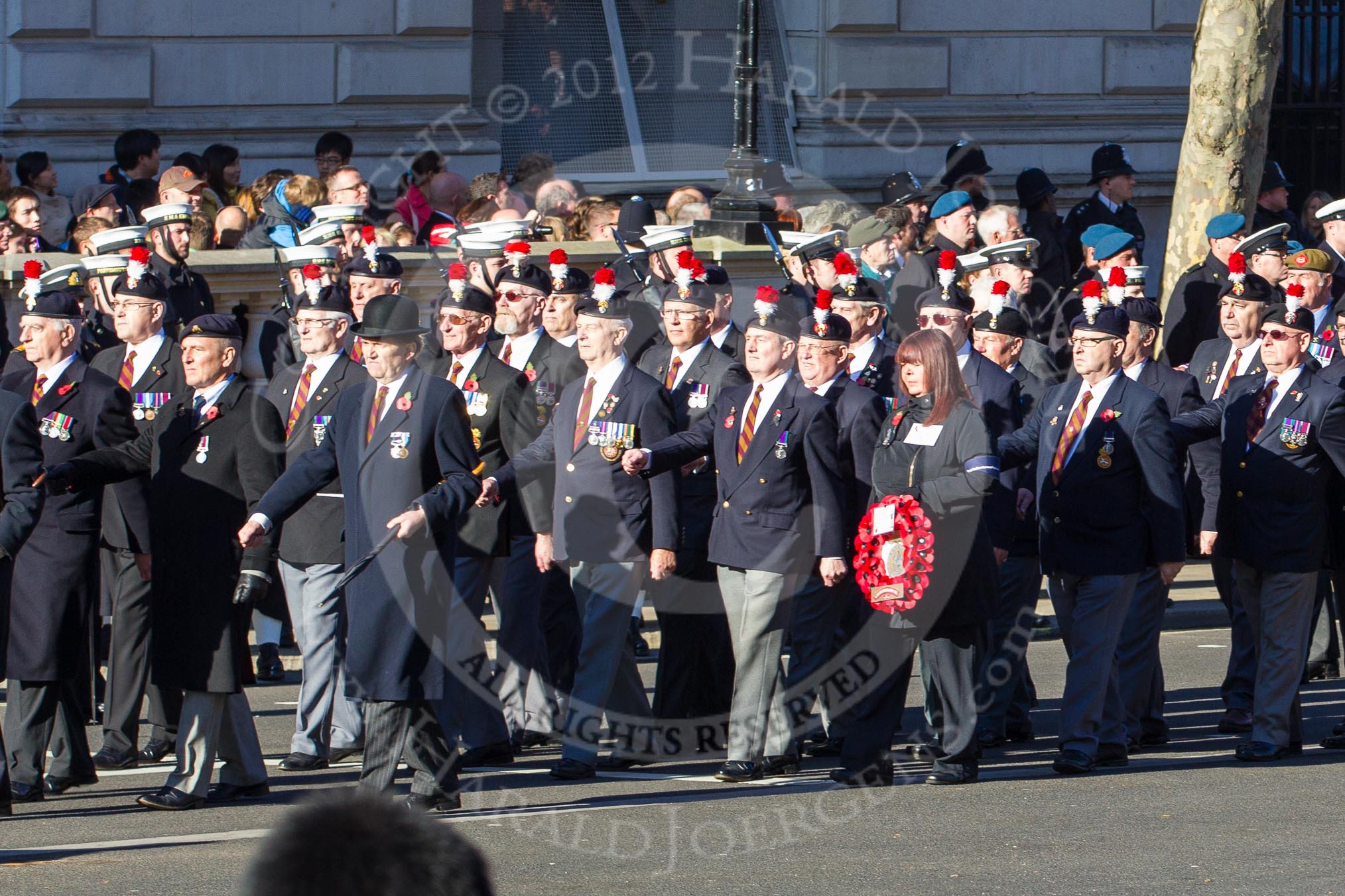 Remembrance Sunday 2012 Cenotaph March Past: Group A7 - Royal Northumberland Fusiliers  and A8 - 
The Duke of Lancaster's Regimental Association..
Whitehall, Cenotaph,
London SW1,

United Kingdom,
on 11 November 2012 at 11:49, image #581