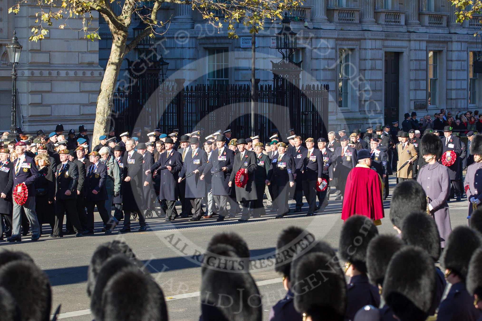 Remembrance Sunday 2012 Cenotaph March Past: Group A7 - Royal Northumberland Fusiliers, A8 - 
The Duke of Lancaster's Regimental Association, and A9 - Green Howards Association..
Whitehall, Cenotaph,
London SW1,

United Kingdom,
on 11 November 2012 at 11:49, image #591