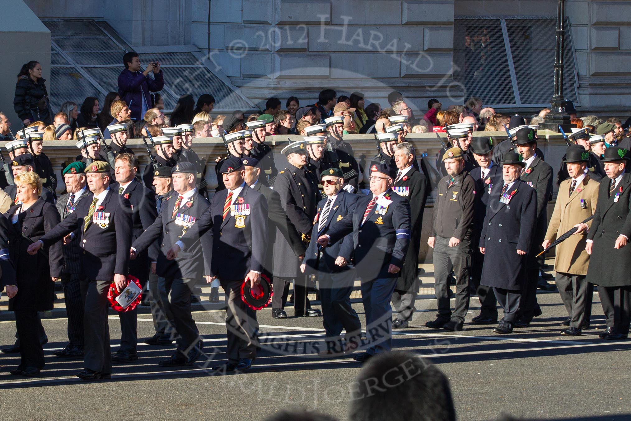 Remembrance Sunday 2012 Cenotaph March Past: Group A9 - Green Howards Association, A10 - Duke of Wellington's Regiment, and 11 - Cheshire Regiment Association..
Whitehall, Cenotaph,
London SW1,

United Kingdom,
on 11 November 2012 at 11:49, image #603