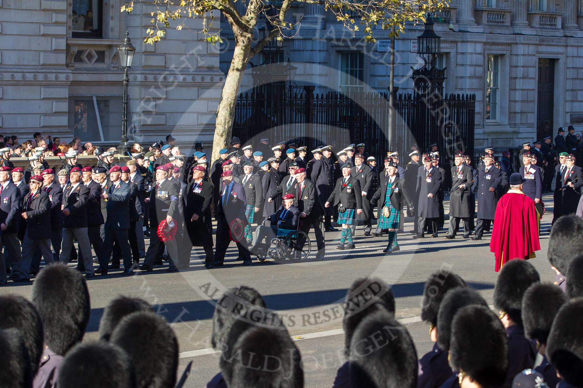 Remembrance Sunday 2012 Cenotaph March Past: Group A20 - Parachute Regimental Association and A21 - Royal Scots Regimental Association..
Whitehall, Cenotaph,
London SW1,

United Kingdom,
on 11 November 2012 at 11:51, image #695