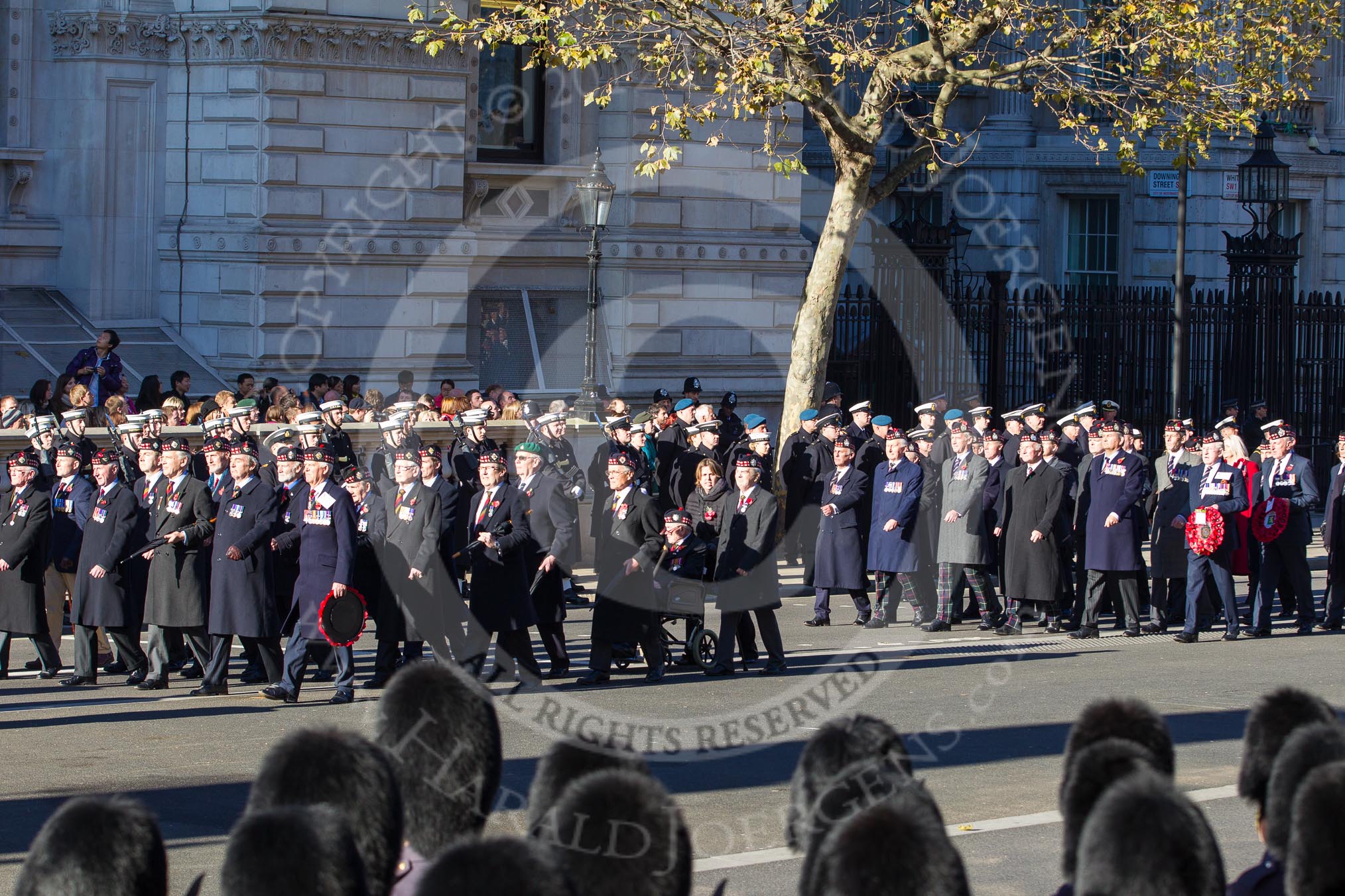 Remembrance Sunday 2012 Cenotaph March Past: Group A21 - Royal Scots Regimental Association and A22 - King's Own Scottish Borderers..
Whitehall, Cenotaph,
London SW1,

United Kingdom,
on 11 November 2012 at 11:51, image #707