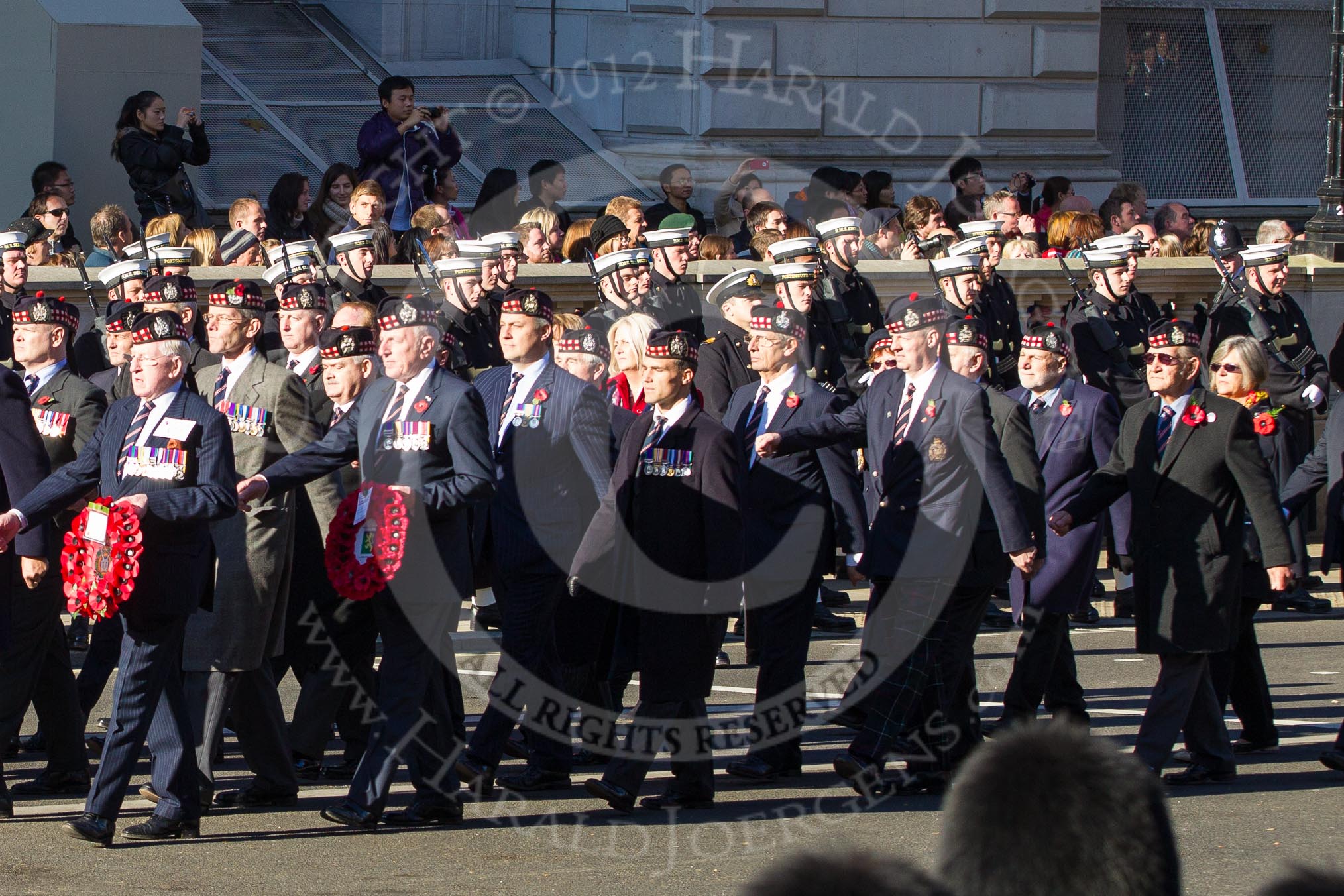 Remembrance Sunday 2012 Cenotaph March Past: Group A22 - King's Own Scottish Borderers..
Whitehall, Cenotaph,
London SW1,

United Kingdom,
on 11 November 2012 at 11:51, image #716