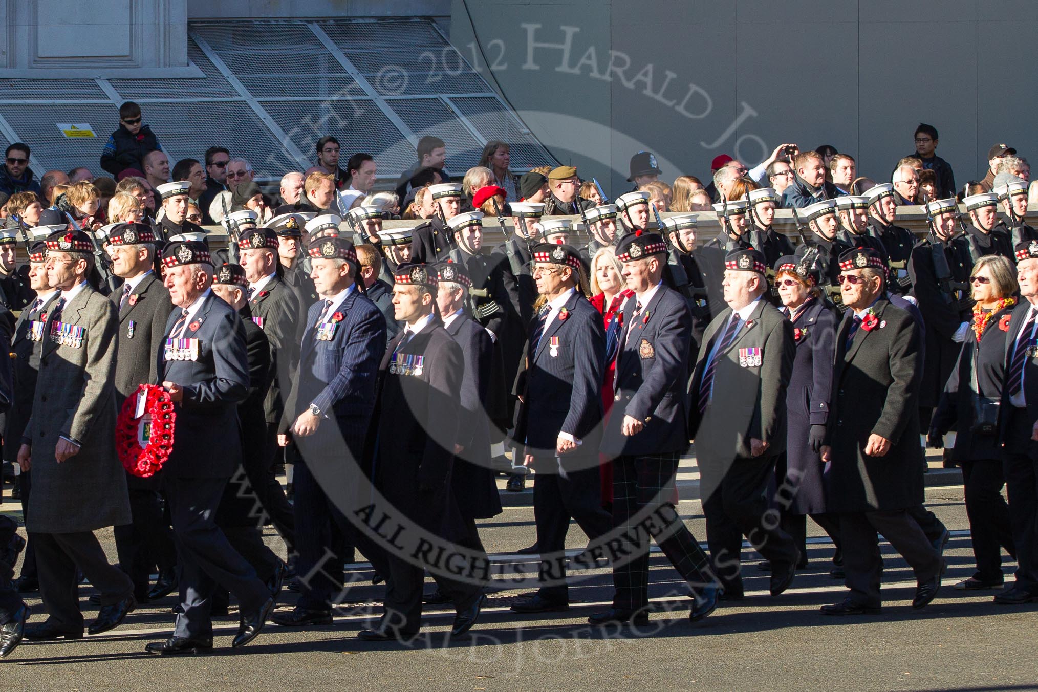 Remembrance Sunday 2012 Cenotaph March Past: Group A22 - King's Own Scottish Borderers..
Whitehall, Cenotaph,
London SW1,

United Kingdom,
on 11 November 2012 at 11:52, image #720