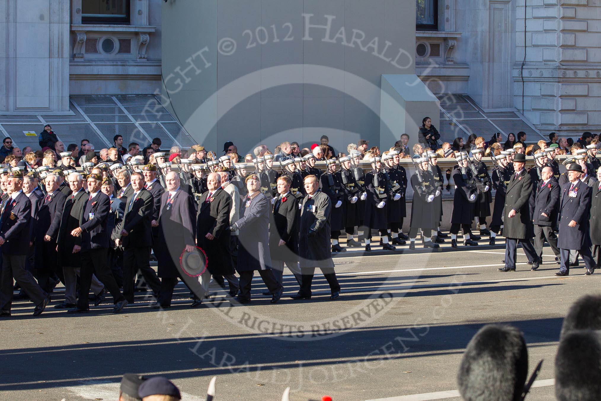 Remembrance Sunday 2012 Cenotaph March Past: Group A27 - Coldstream Guards Association and A28 - Scots Guards Association..
Whitehall, Cenotaph,
London SW1,

United Kingdom,
on 11 November 2012 at 11:52, image #751