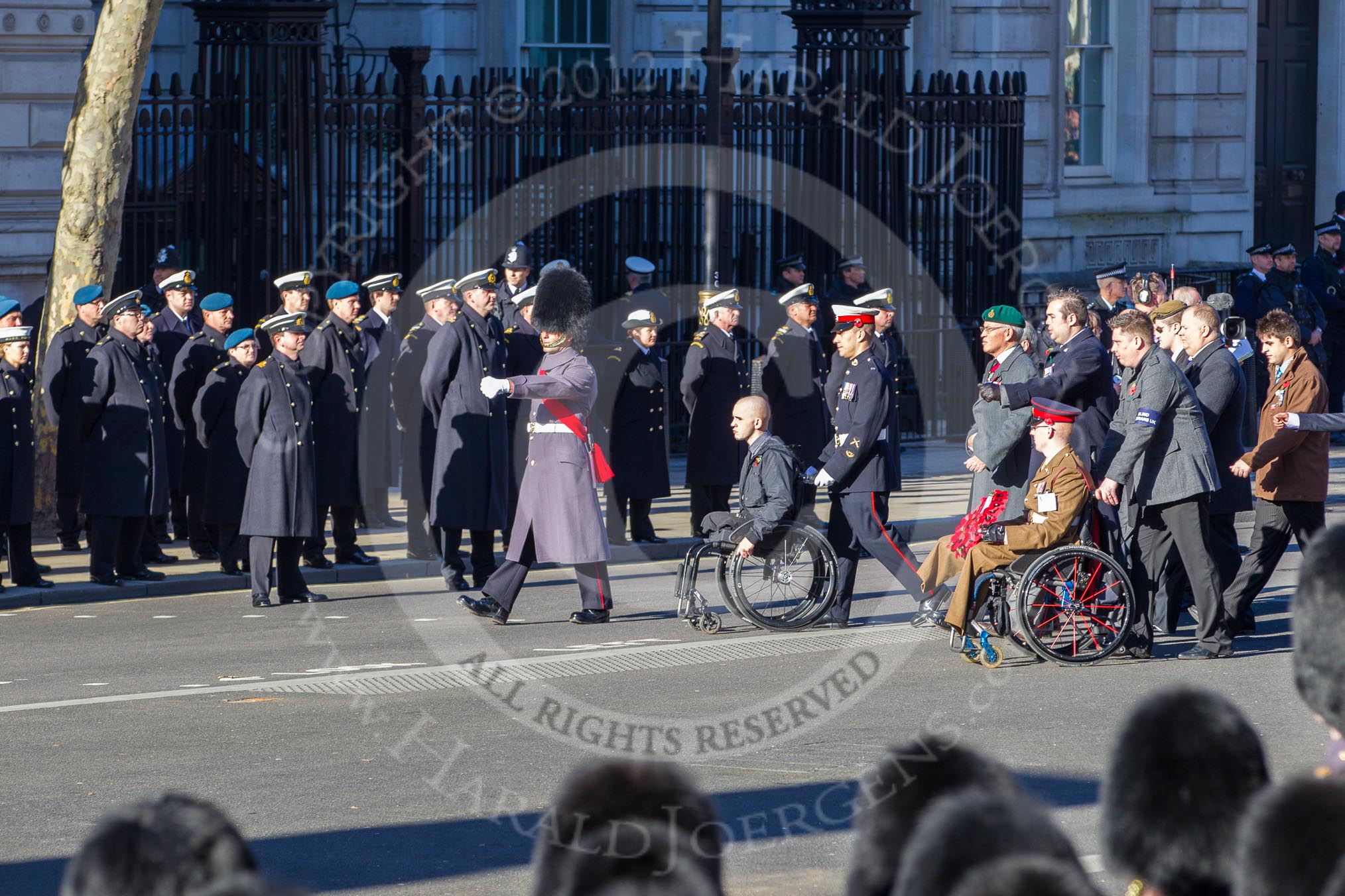 Remembrance Sunday 2012 Cenotaph March Past: Group C1, Blind Veterans UK, with 198 tickets one of the largest group taking past in this March Past..
Whitehall, Cenotaph,
London SW1,

United Kingdom,
on 11 November 2012 at 11:53, image #769