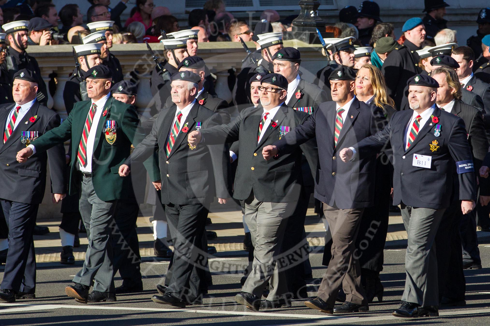 Remembrance Sunday 2012 Cenotaph March Past: Group  B11 - Royal Dragoon Guards ..
Whitehall, Cenotaph,
London SW1,

United Kingdom,
on 11 November 2012 at 11:56, image #868