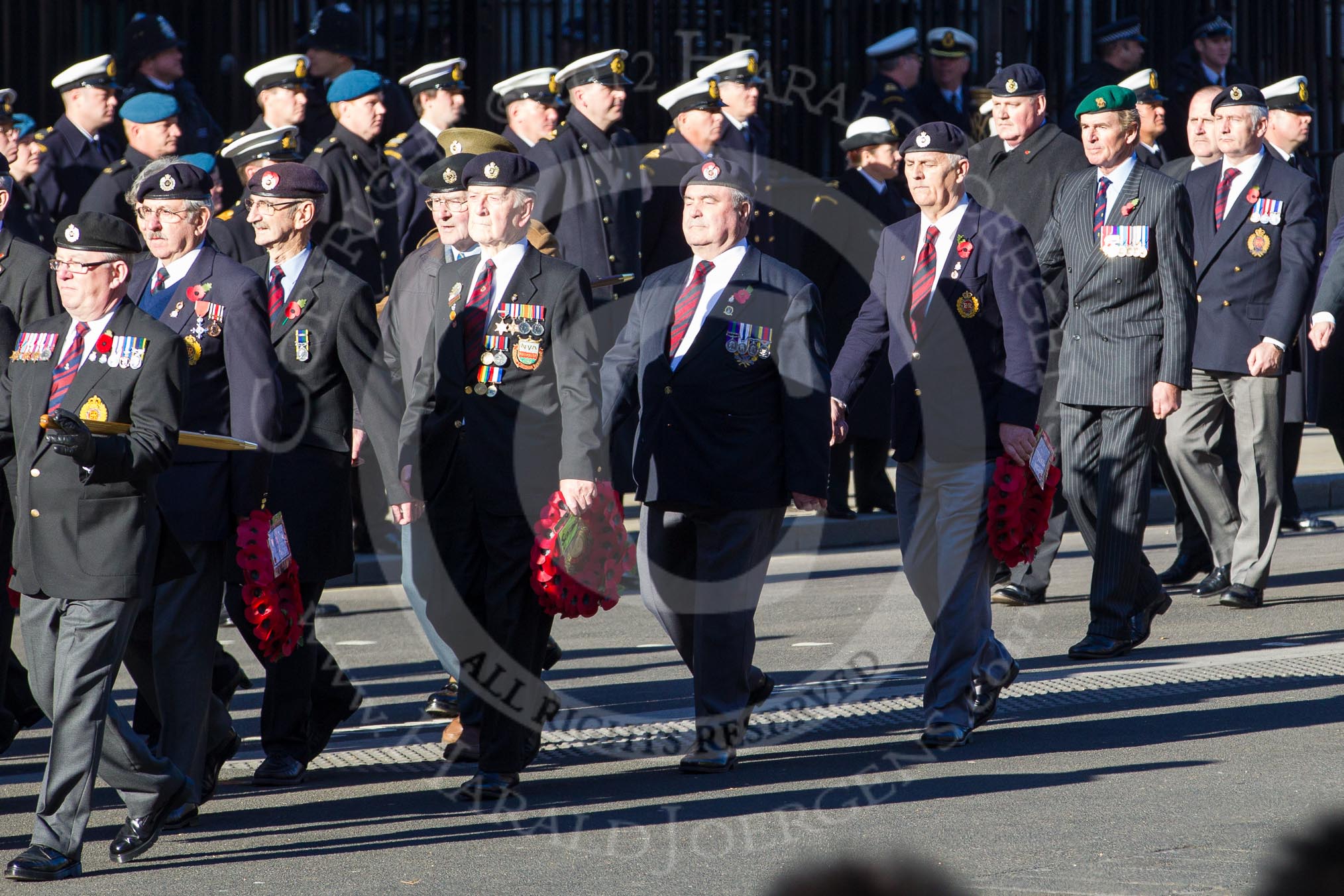 Remembrance Sunday 2012 Cenotaph March Past: Group B26 - Royal Engineers Association and B27 - Royal Engineers Bomb Disposal Association..
Whitehall, Cenotaph,
London SW1,

United Kingdom,
on 11 November 2012 at 11:58, image #978