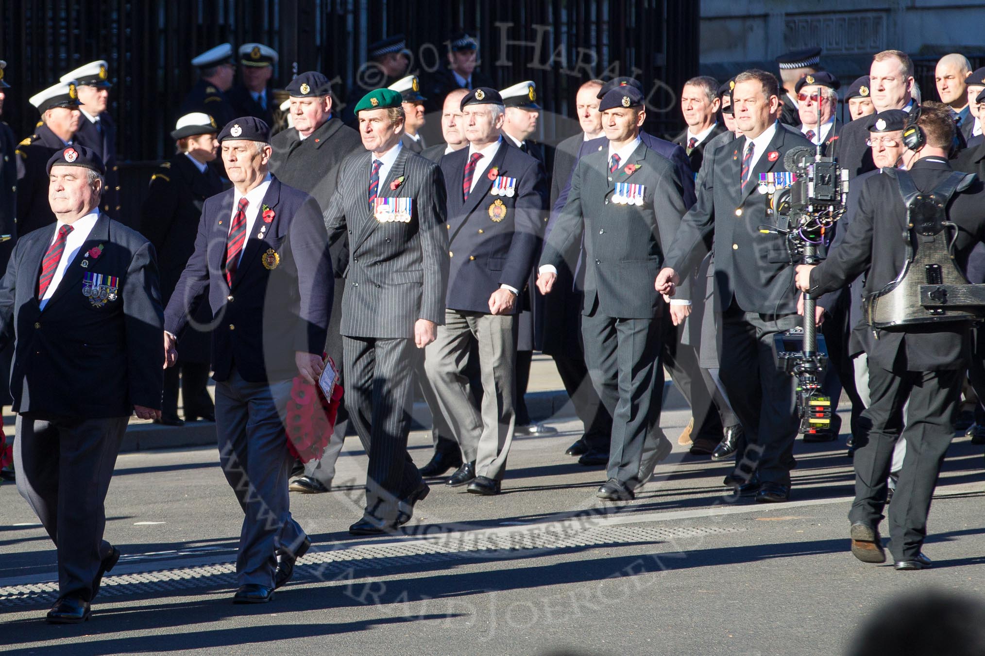 Remembrance Sunday 2012 Cenotaph March Past: Group B26 - Royal Engineers Association and B27 - Royal Engineers Bomb Disposal Association..
Whitehall, Cenotaph,
London SW1,

United Kingdom,
on 11 November 2012 at 11:58, image #979