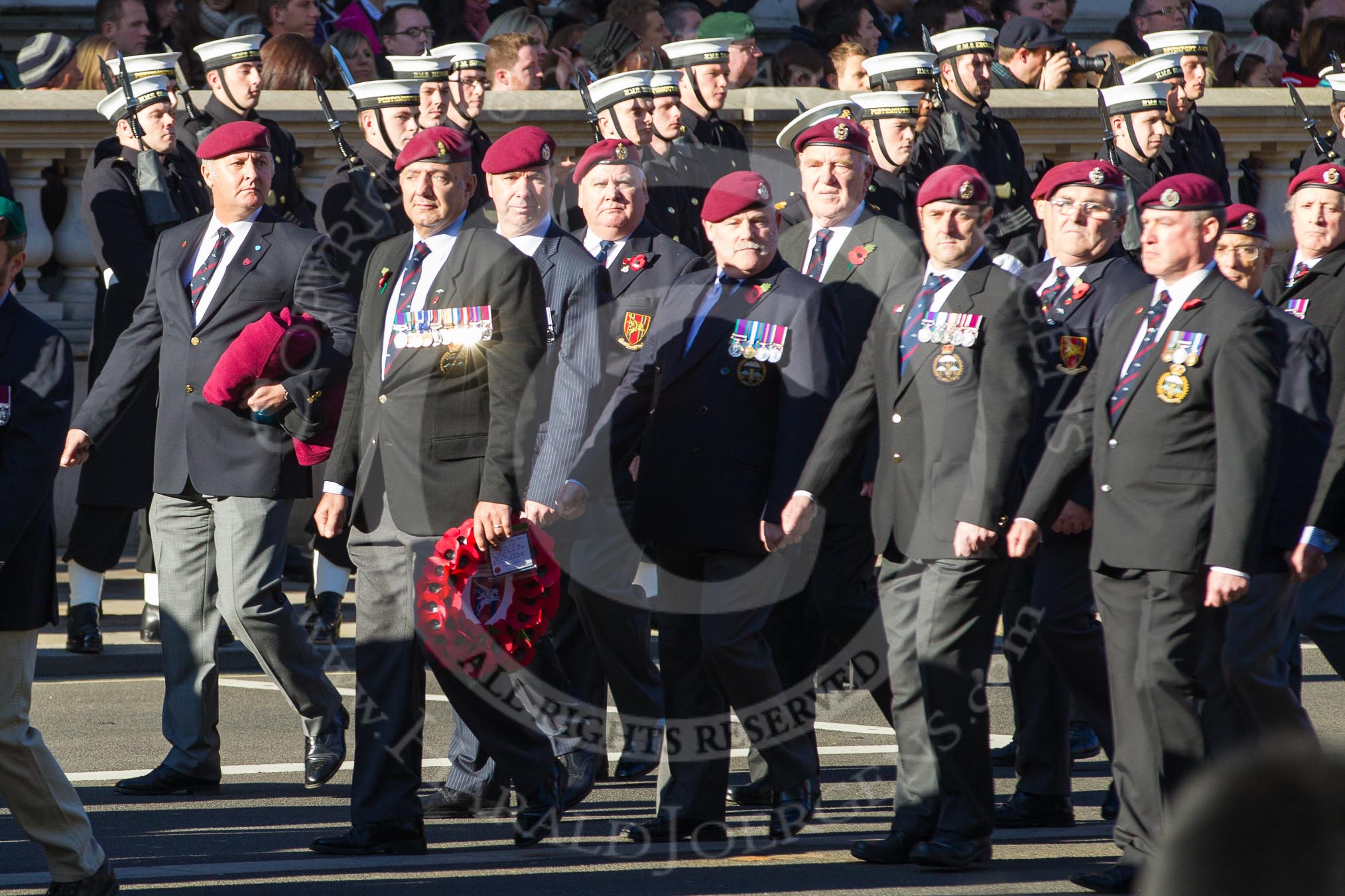 Remembrance Sunday 2012 Cenotaph March Past: Group B28 - Airborne Engineers Association..
Whitehall, Cenotaph,
London SW1,

United Kingdom,
on 11 November 2012 at 11:59, image #995