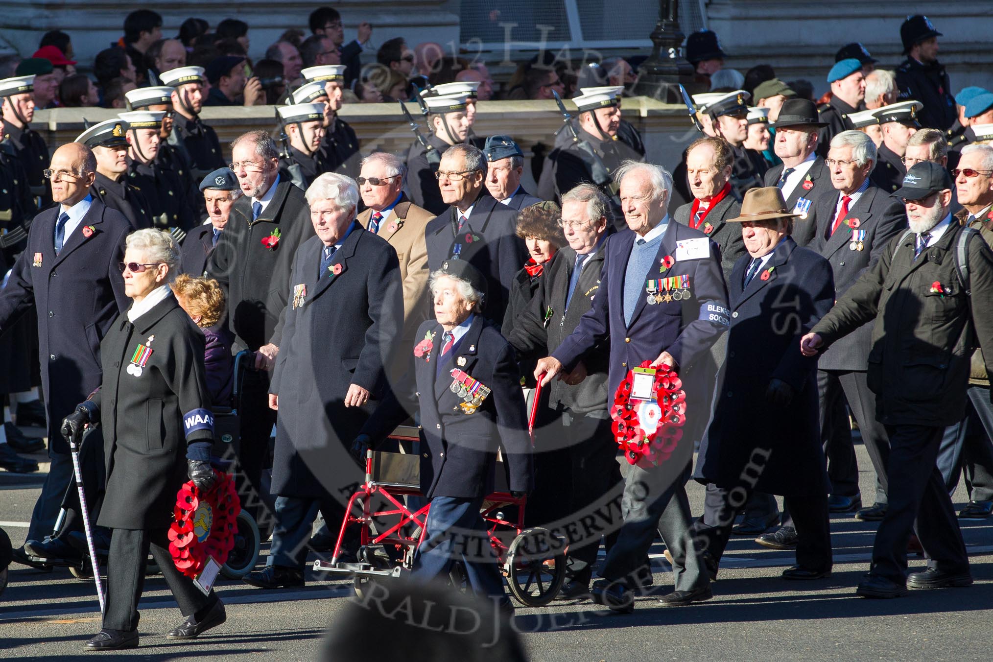 Remembrance Sunday 2012 Cenotaph March Past: Group C6 - Women's Auxiliary Air Force and C7 - Blenheim Society ..
Whitehall, Cenotaph,
London SW1,

United Kingdom,
on 11 November 2012 at 12:01, image #1102