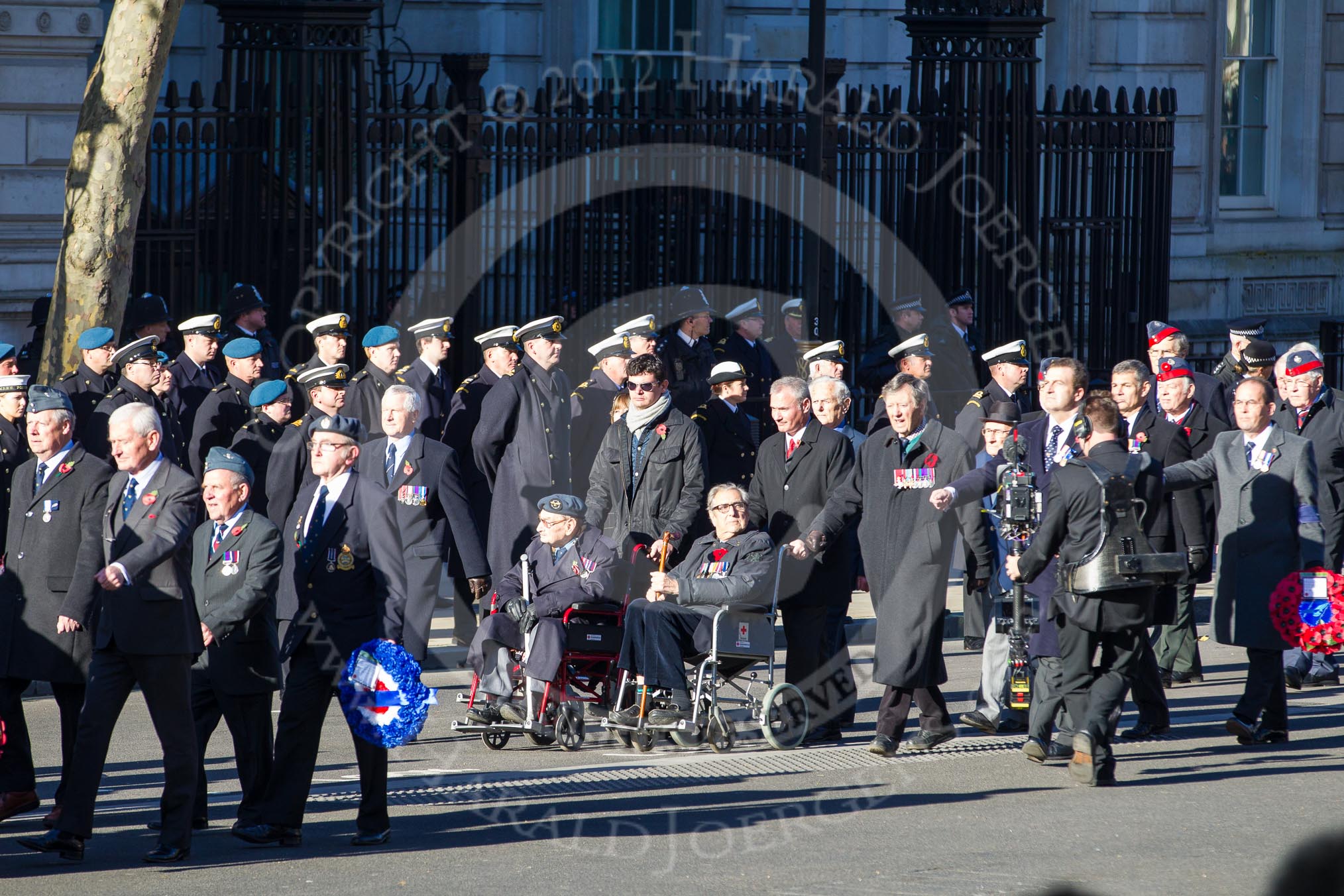 Remembrance Sunday 2012 Cenotaph March Past: Group C8 - Coastal Command & Maritime Air Association and C9 - Royal Air Forces Ex-Prisoner's of War Association..
Whitehall, Cenotaph,
London SW1,

United Kingdom,
on 11 November 2012 at 12:01, image #1105