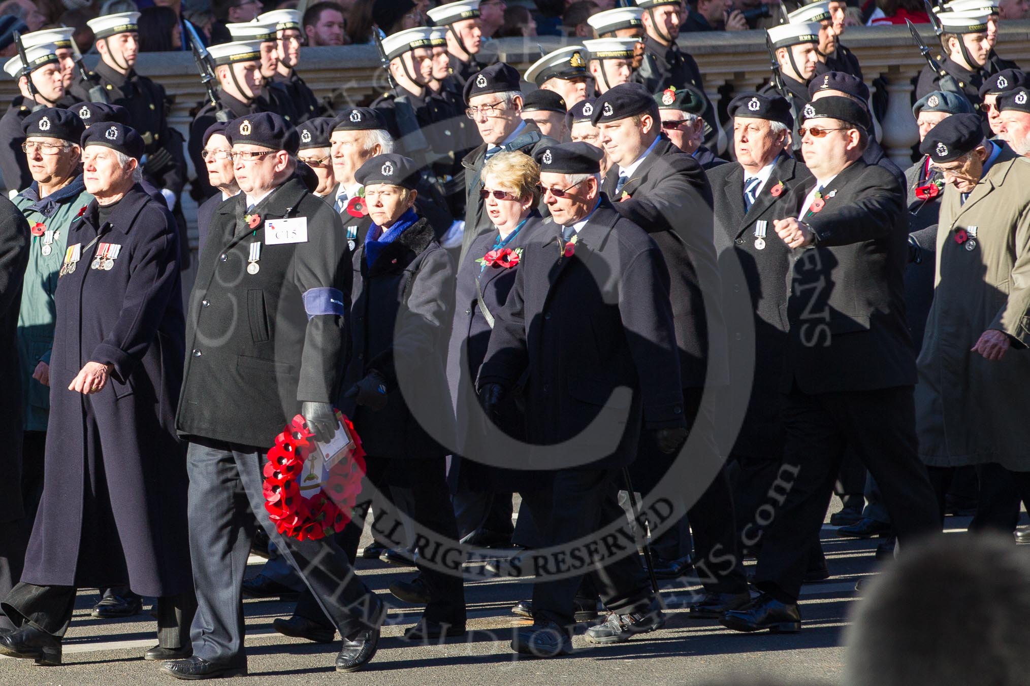 Remembrance Sunday 2012 Cenotaph March Past: Group C15 - Royal Observer Corps Association..
Whitehall, Cenotaph,
London SW1,

United Kingdom,
on 11 November 2012 at 12:03, image #1140