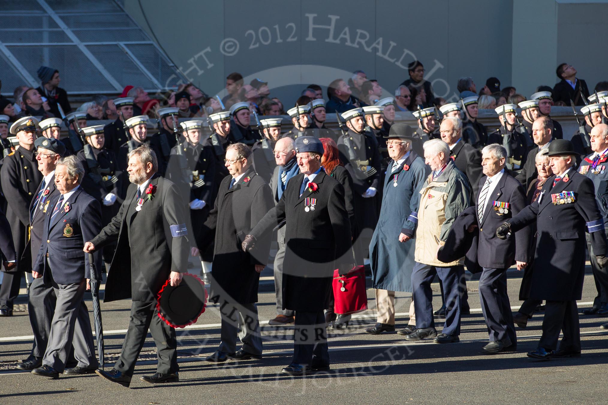 Remembrance Sunday 2012 Cenotaph March Past: Group C18 - 6 Squadron (Royal Air Force) Association and C19 - 7 Squadron Association..
Whitehall, Cenotaph,
London SW1,

United Kingdom,
on 11 November 2012 at 12:03, image #1171