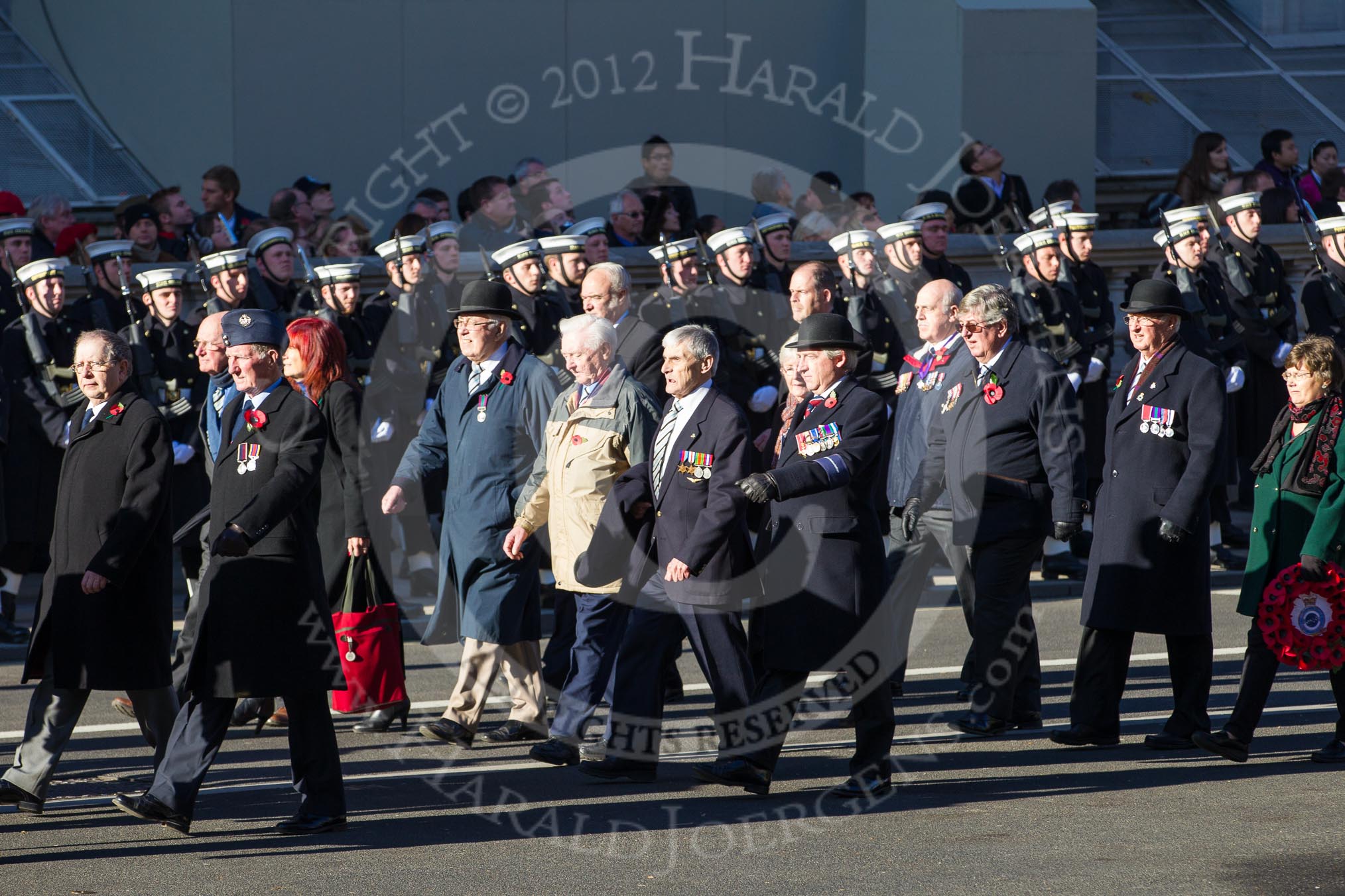 Remembrance Sunday 2012 Cenotaph March Past: Group C18 - 6 Squadron (Royal Air Force) Association and C19 - 7 Squadron Association..
Whitehall, Cenotaph,
London SW1,

United Kingdom,
on 11 November 2012 at 12:03, image #1173