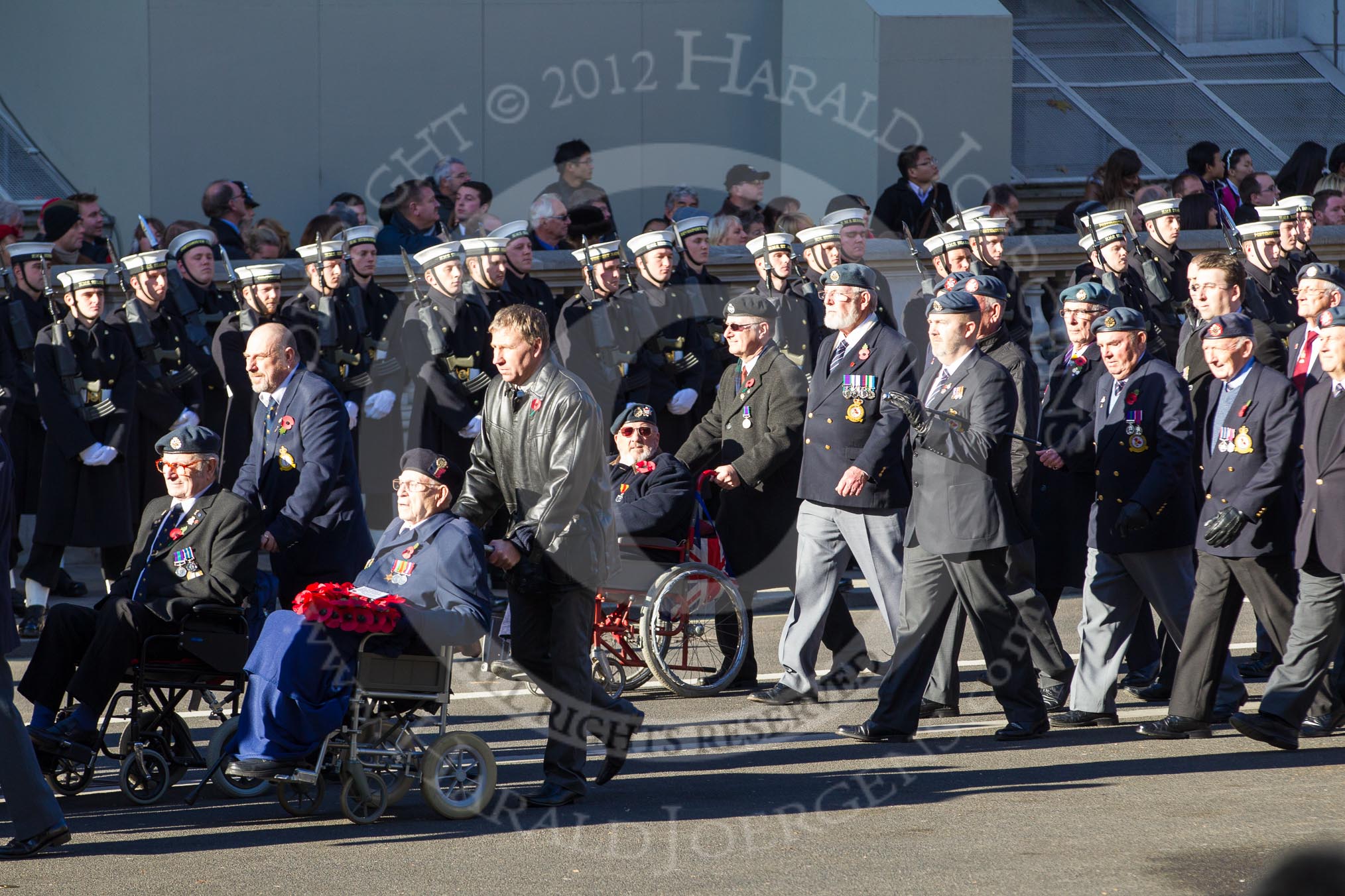 Remembrance Sunday 2012 Cenotaph March Past: Group C20 - RAF Habbaniya Association and C21 - Royal Air Force & Defence Fire Services Association..
Whitehall, Cenotaph,
London SW1,

United Kingdom,
on 11 November 2012 at 12:04, image #1183