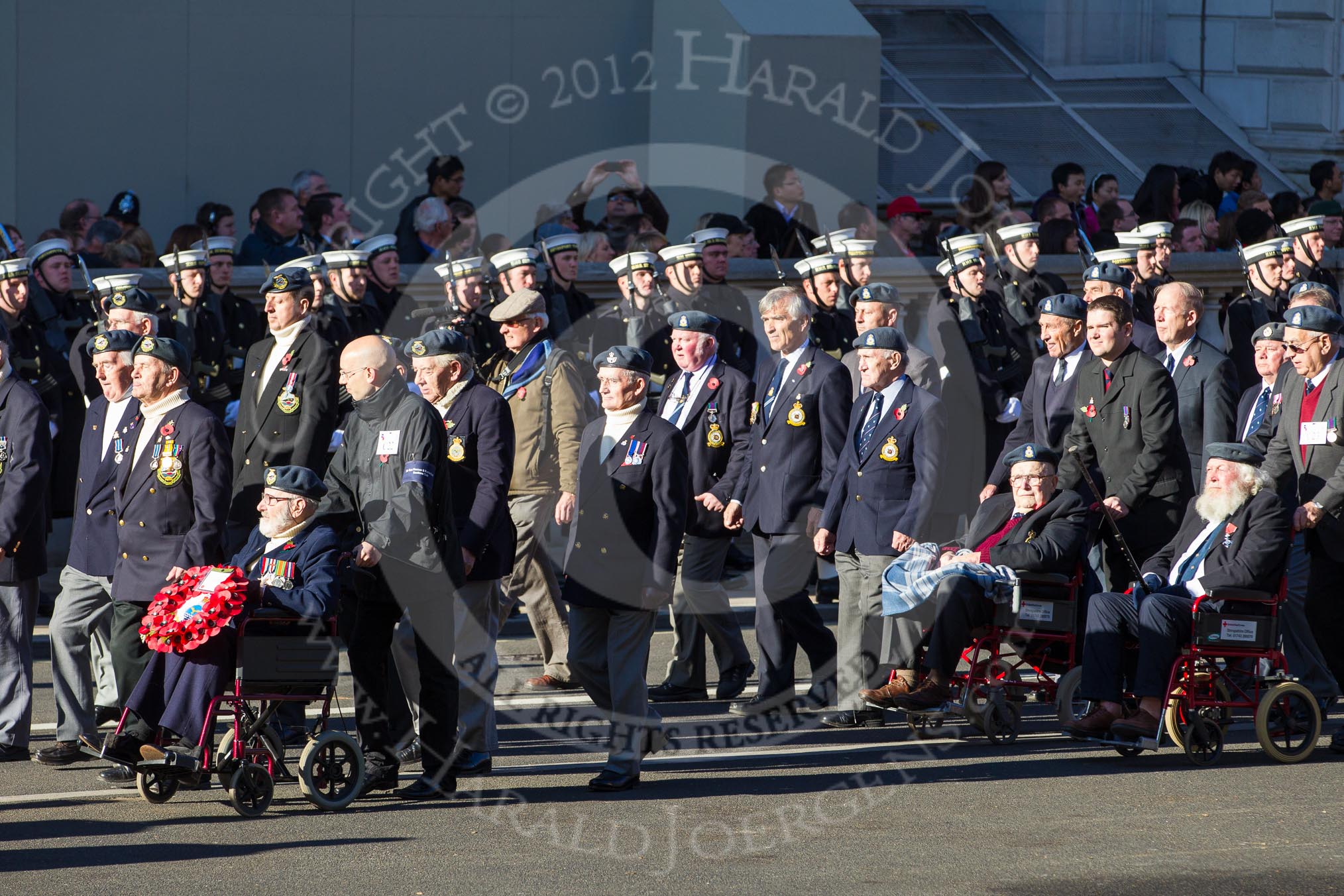 Remembrance Sunday 2012 Cenotaph March Past: Group C22 - Air Sea Rescue & Marine Craft Sections Club and C23 - Royal Air Force Mountain Rescue Association..
Whitehall, Cenotaph,
London SW1,

United Kingdom,
on 11 November 2012 at 12:04, image #1192