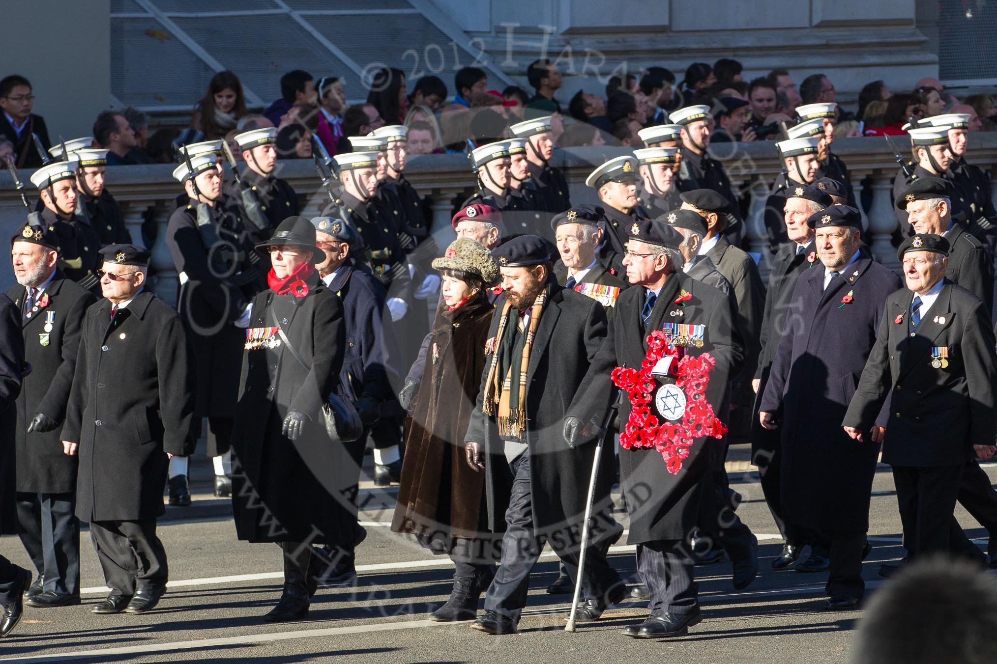 Remembrance Sunday 2012 Cenotaph March Past: Group D4 - Association of Jewish Ex-Servicemen & Women..
Whitehall, Cenotaph,
London SW1,

United Kingdom,
on 11 November 2012 at 12:05, image #1249