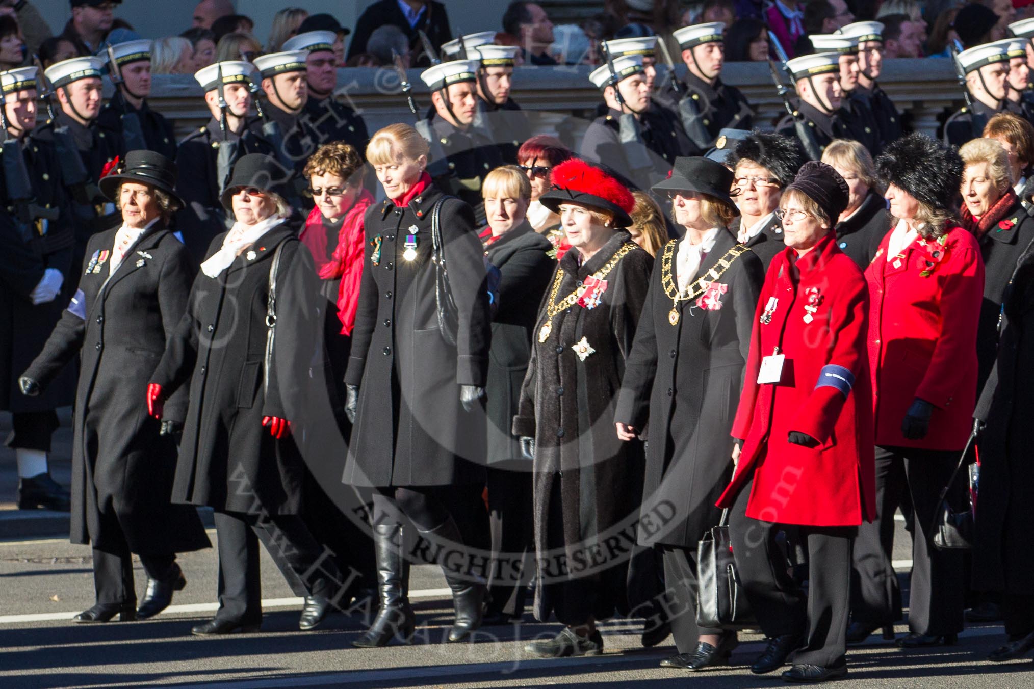 Remembrance Sunday 2012 Cenotaph March Past: Group D6 - War Widows Association..
Whitehall, Cenotaph,
London SW1,

United Kingdom,
on 11 November 2012 at 12:05, image #1259