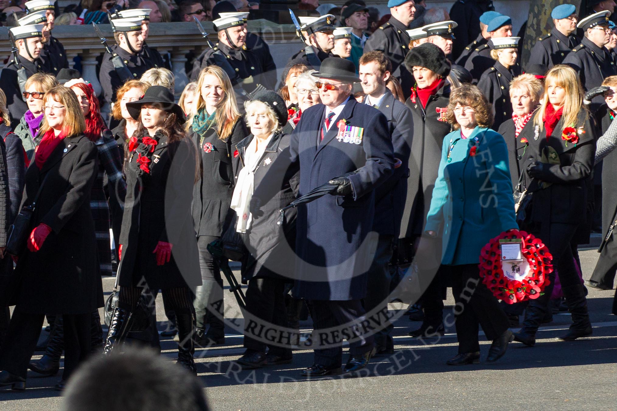 Remembrance Sunday 2012 Cenotaph March Past: Group D6 - War Widows Association..
Whitehall, Cenotaph,
London SW1,

United Kingdom,
on 11 November 2012 at 12:05, image #1262