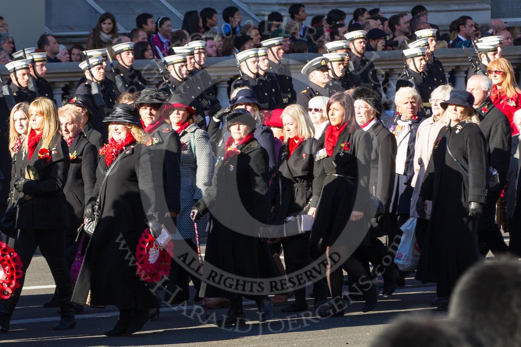 Remembrance Sunday 2012 Cenotaph March Past: Group D6 - War Widows Association..
Whitehall, Cenotaph,
London SW1,

United Kingdom,
on 11 November 2012 at 12:06, image #1269