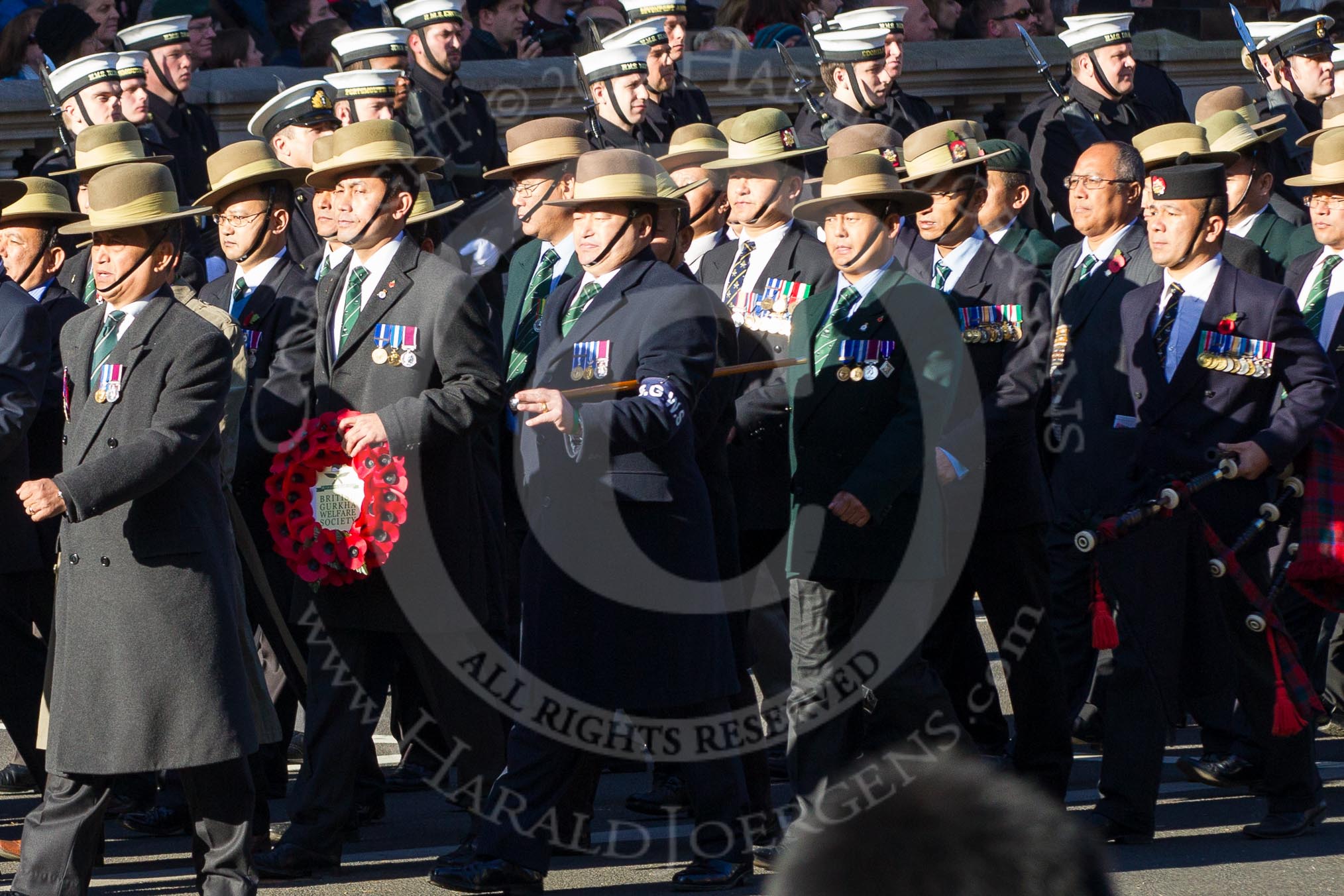 Remembrance Sunday 2012 Cenotaph March Past: Group D7 - British Gurkha Welfare Society..
Whitehall, Cenotaph,
London SW1,

United Kingdom,
on 11 November 2012 at 12:06, image #1279