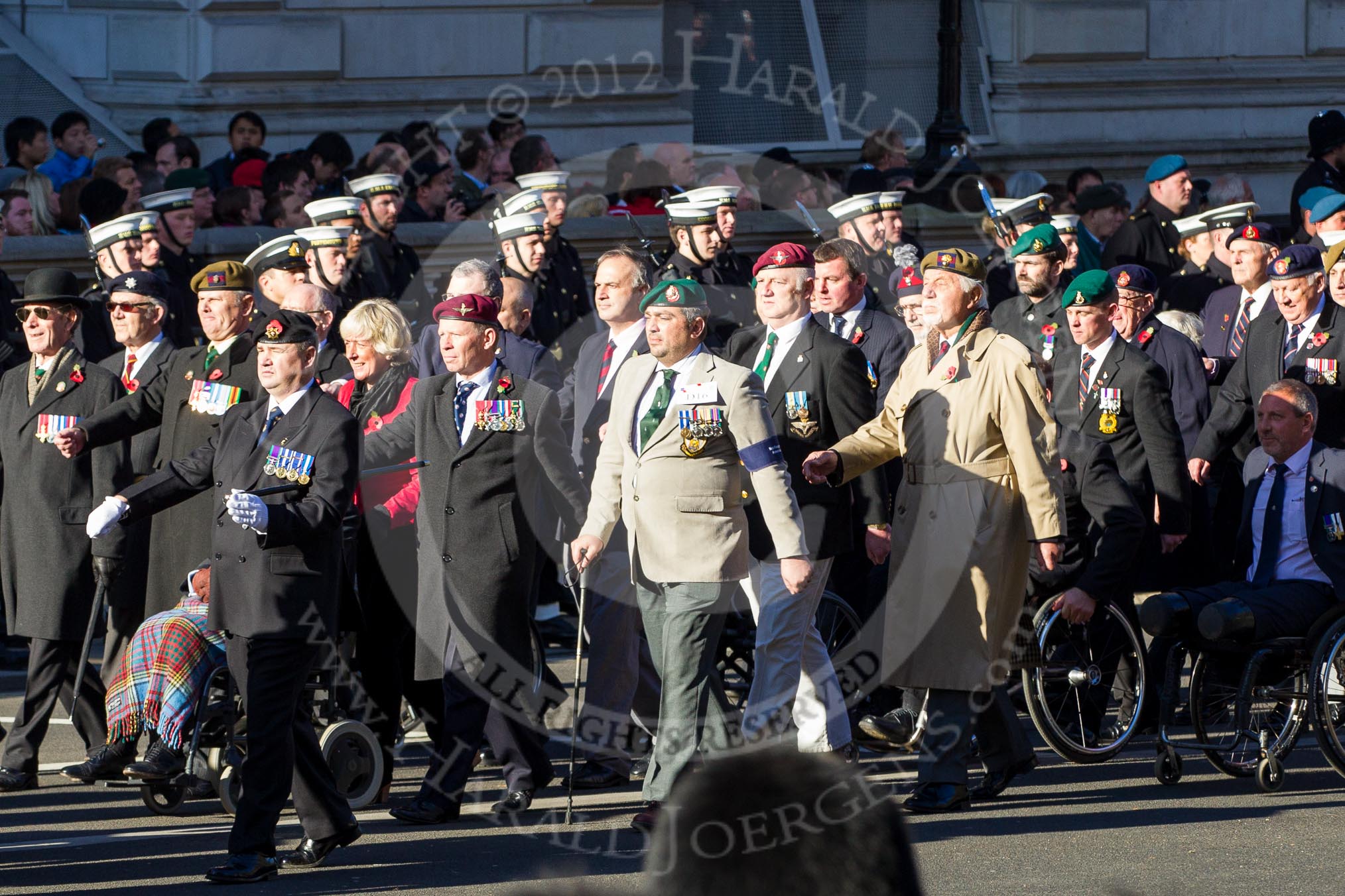 Remembrance Sunday 2012 Cenotaph March Past: Group D15 - Foreign Legion Association and D16 - Not Forgotten Association..
Whitehall, Cenotaph,
London SW1,

United Kingdom,
on 11 November 2012 at 12:07, image #1338