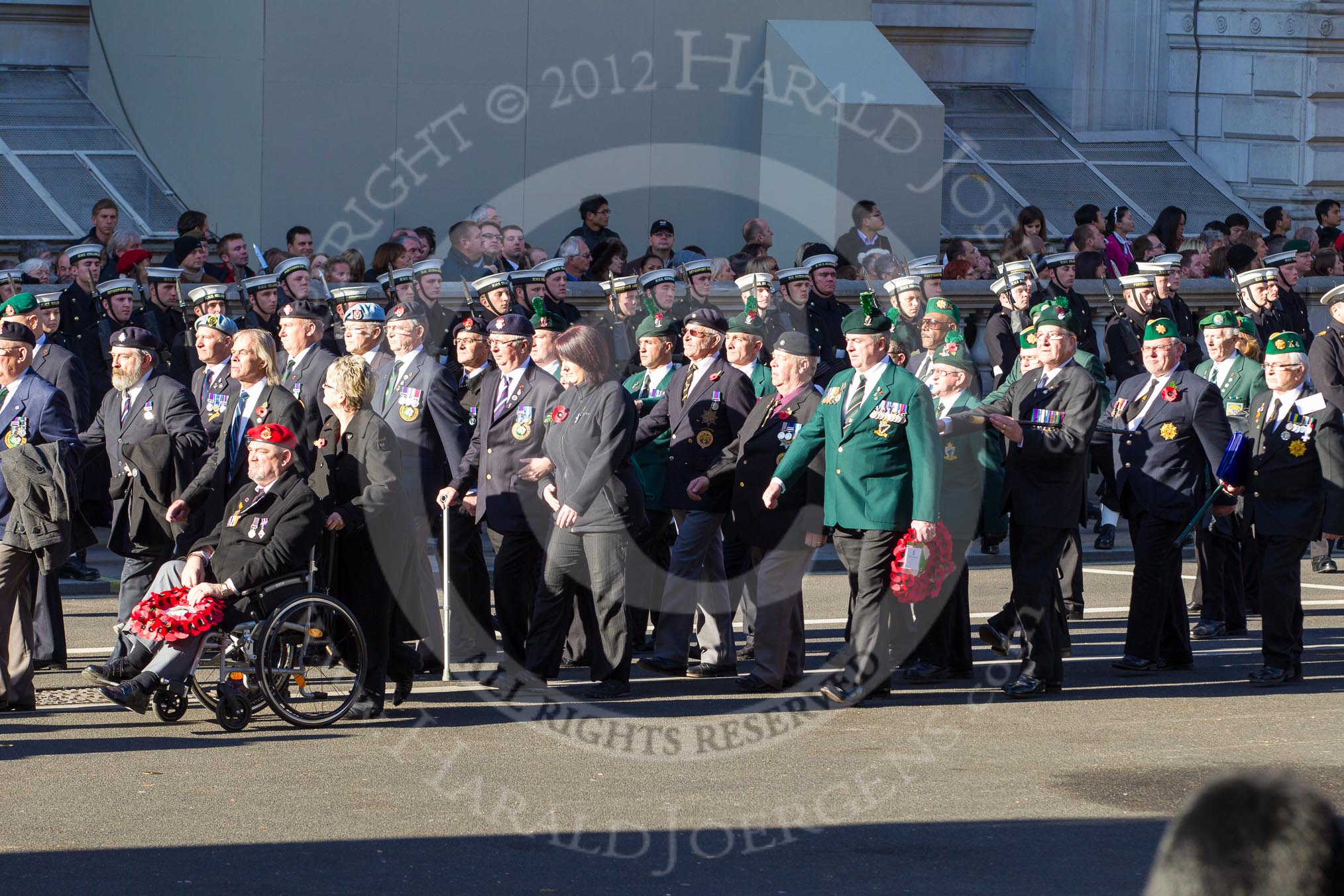 Remembrance Sunday 2012 Cenotaph March Past: Group D20 - Irish Defence Force and D21 - Northern Ireland Veterans' Association..
Whitehall, Cenotaph,
London SW1,

United Kingdom,
on 11 November 2012 at 12:08, image #1393