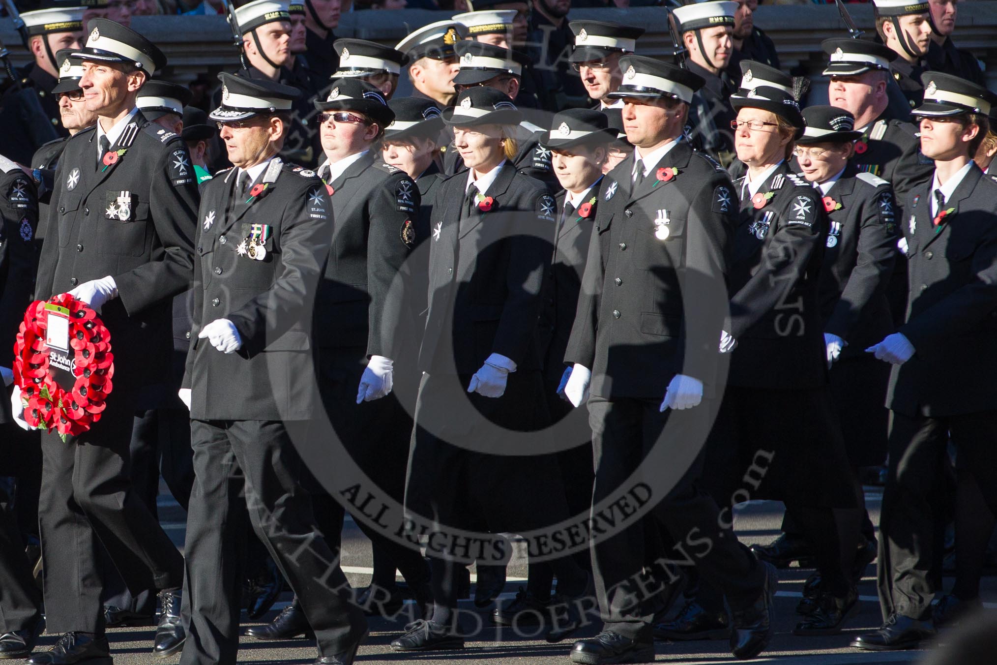 Remembrance Sunday 2012 Cenotaph March Past: Group M16 - St John Ambulance..
Whitehall, Cenotaph,
London SW1,

United Kingdom,
on 11 November 2012 at 12:11, image #1532