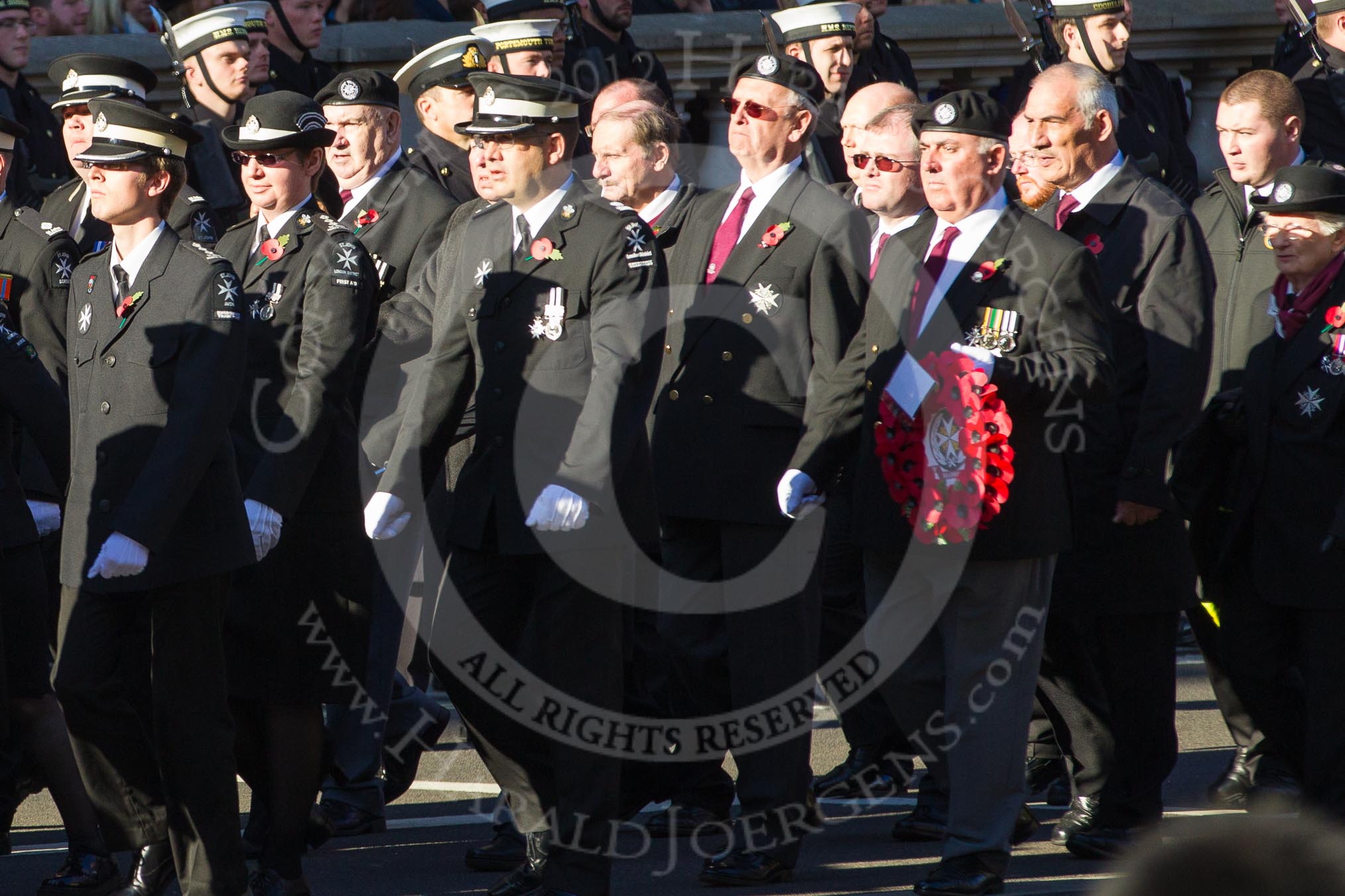 Remembrance Sunday 2012 Cenotaph March Past: Group M16 - St John Ambulance..
Whitehall, Cenotaph,
London SW1,

United Kingdom,
on 11 November 2012 at 12:11, image #1534