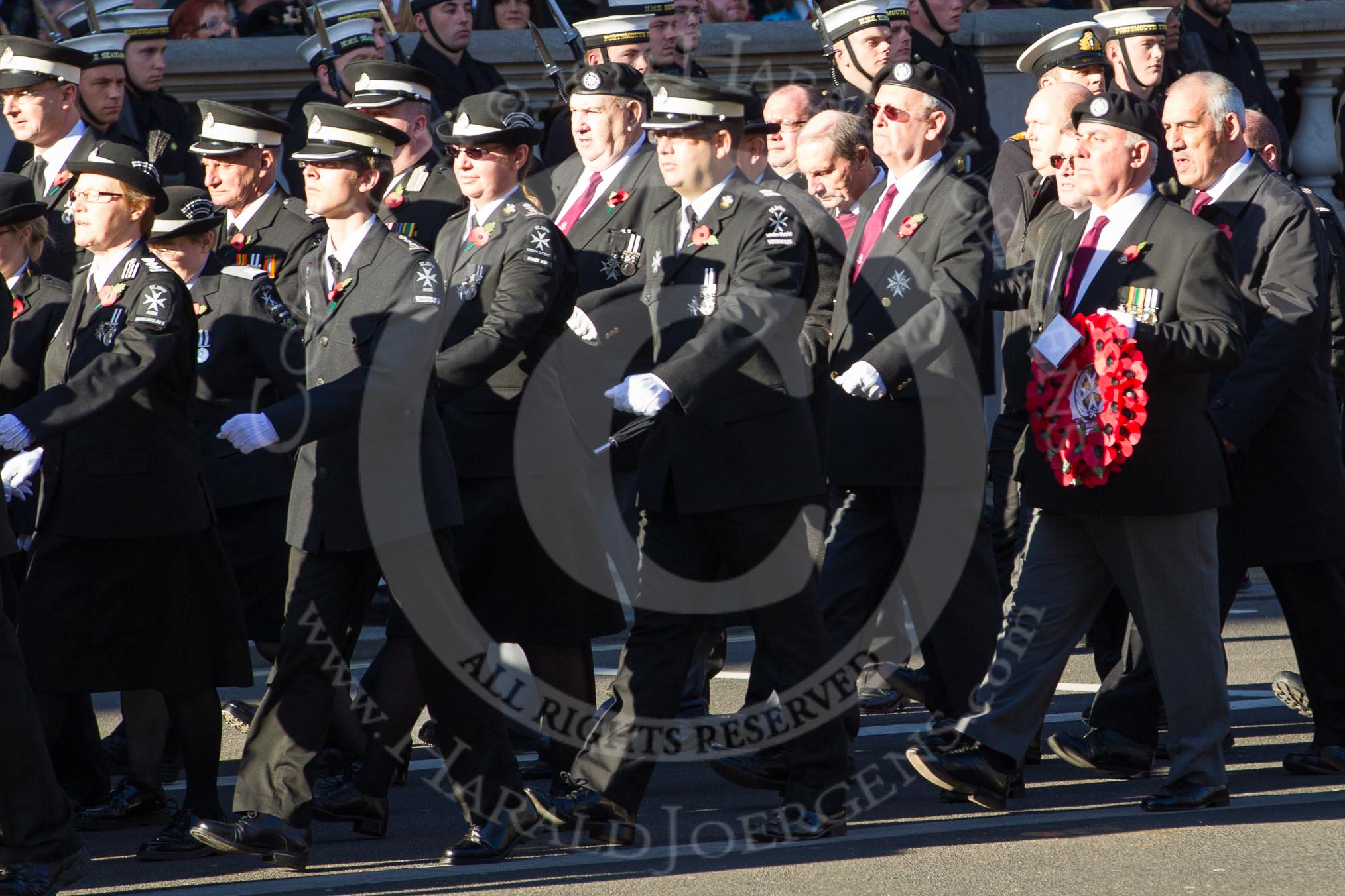 Remembrance Sunday 2012 Cenotaph March Past: Group M16 - St John Ambulance..
Whitehall, Cenotaph,
London SW1,

United Kingdom,
on 11 November 2012 at 12:11, image #1535