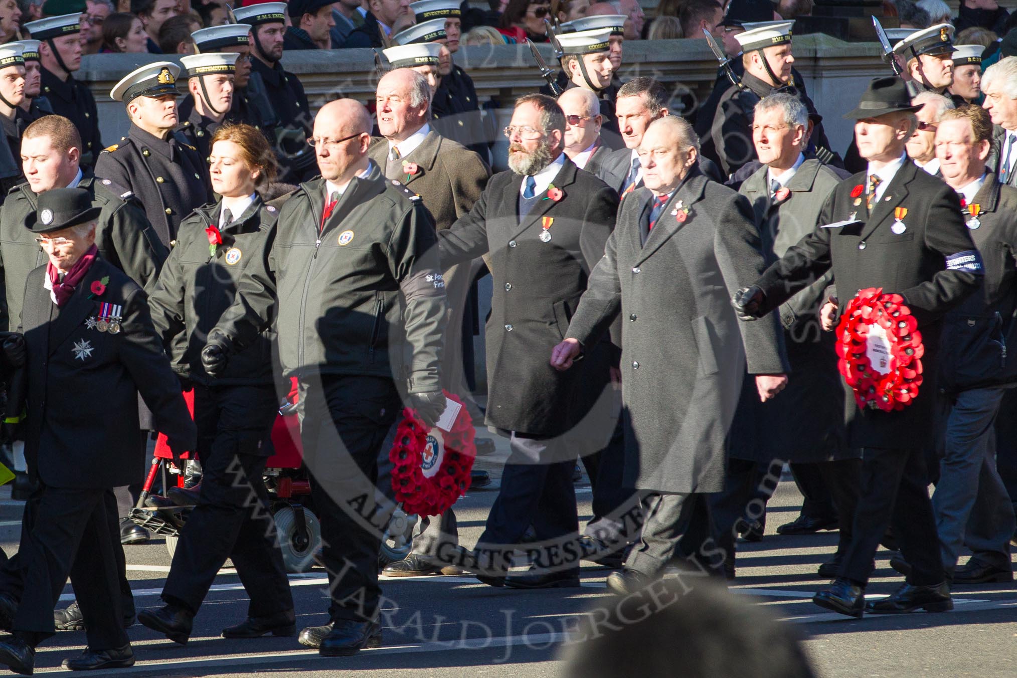 Remembrance Sunday 2012 Cenotaph March Past: Group M16 - St John Ambulance..
Whitehall, Cenotaph,
London SW1,

United Kingdom,
on 11 November 2012 at 12:11, image #1538