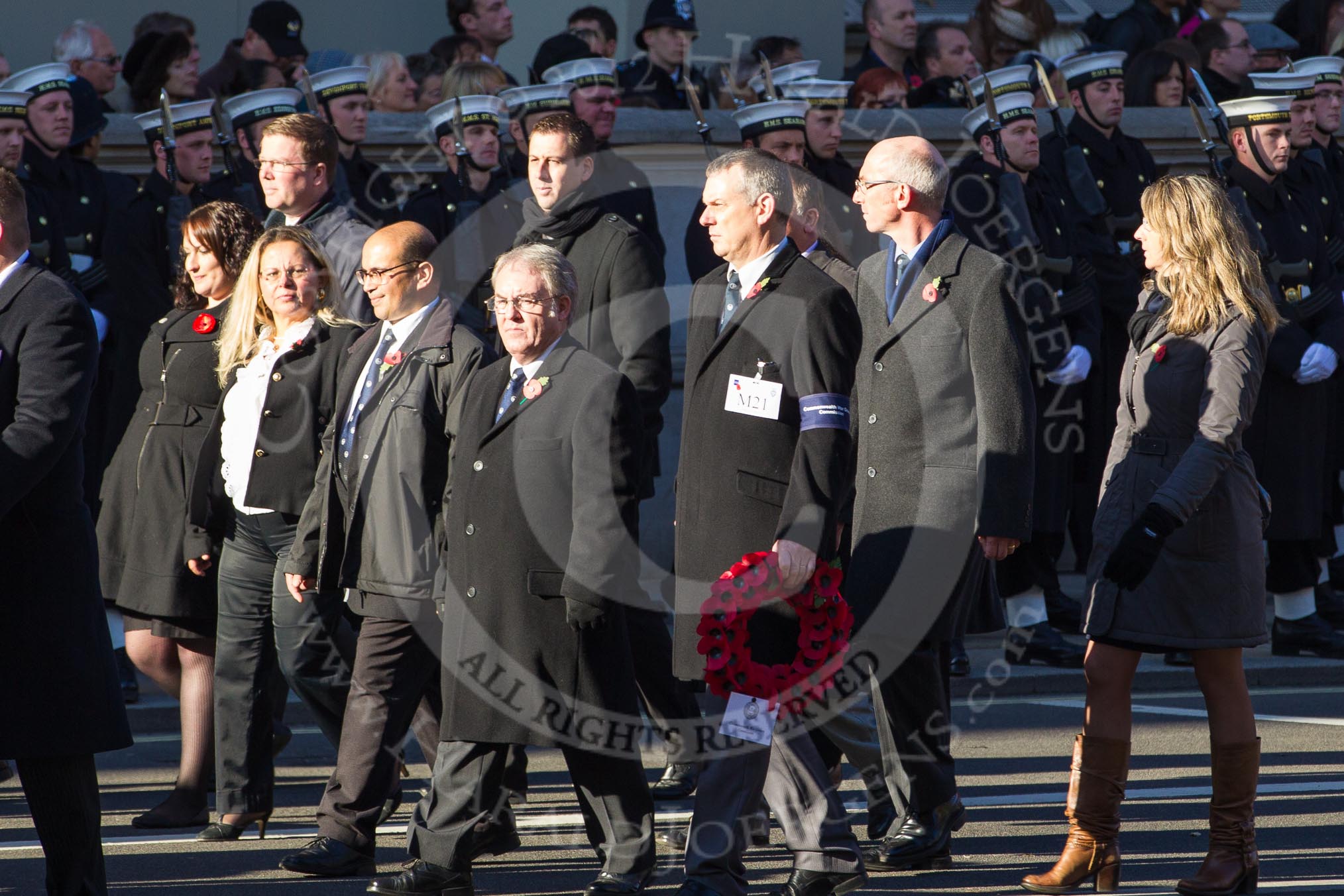 Remembrance Sunday 2012 Cenotaph March Past: Group M21 - Commonwealth War Graves Commission..
Whitehall, Cenotaph,
London SW1,

United Kingdom,
on 11 November 2012 at 12:12, image #1564