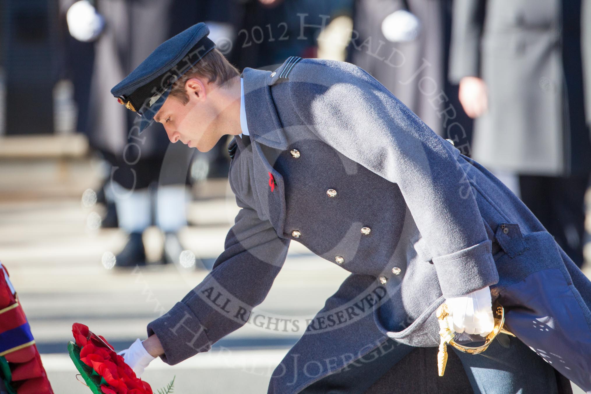 HRH The Duke of Cambridge laying his wreath at the Cenotaph.