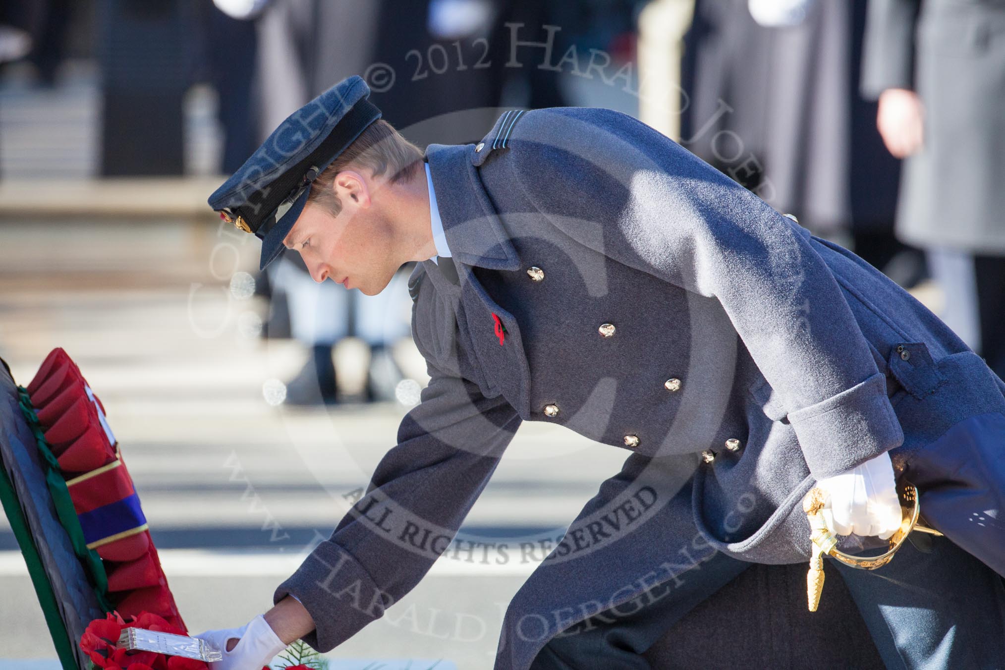 HRH The Duke of Cambridge laying his wreath at the Cenotaph.