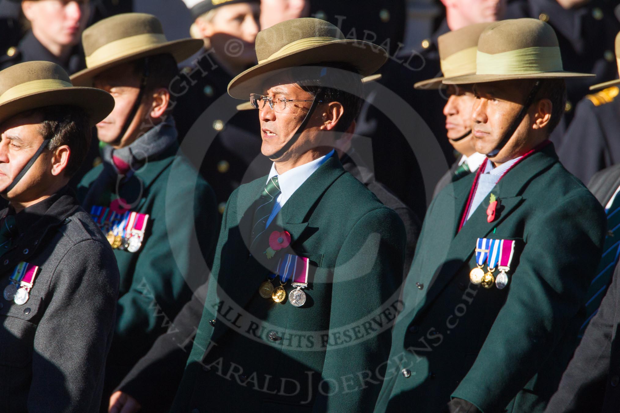 Remembrance Sunday Cenotaph March Past 2013: D2 - British Gurkha Welfare Association..
Press stand opposite the Foreign Office building, Whitehall, London SW1,
London,
Greater London,
United Kingdom,
on 10 November 2013 at 11:38, image #35