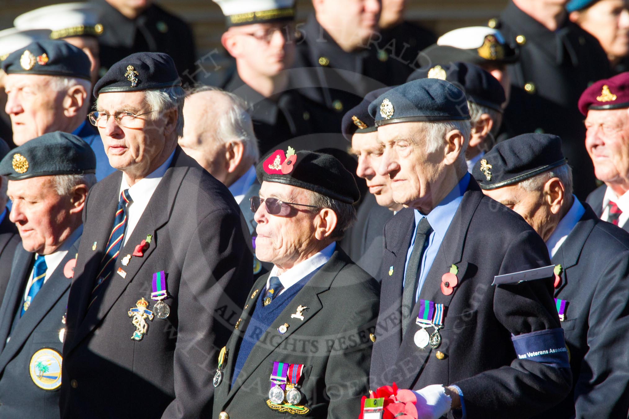 Remembrance Sunday Cenotaph March Past 2013: F15 - Suez Veterans Association..
Press stand opposite the Foreign Office building, Whitehall, London SW1,
London,
Greater London,
United Kingdom,
on 10 November 2013 at 11:52, image #867