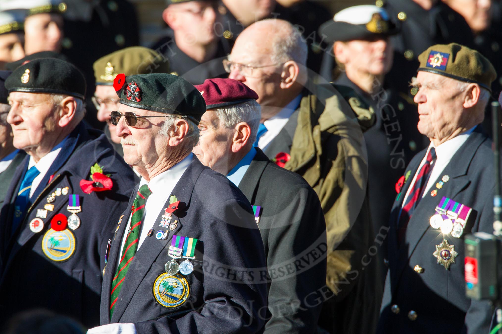 Remembrance Sunday Cenotaph March Past 2013: F15 - Suez Veterans Association..
Press stand opposite the Foreign Office building, Whitehall, London SW1,
London,
Greater London,
United Kingdom,
on 10 November 2013 at 11:52, image #877