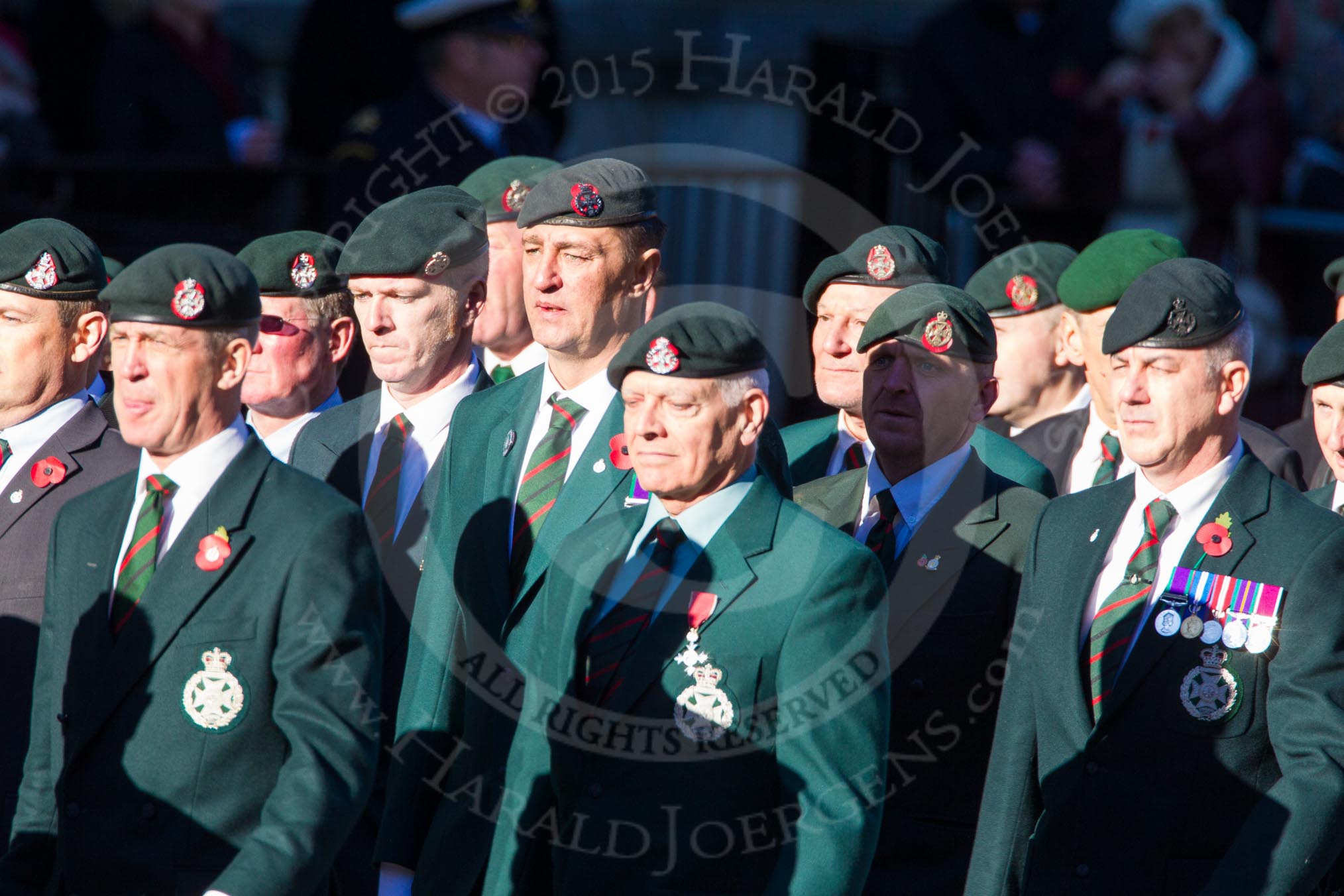 Remembrance Sunday Cenotaph March Past 2013: A16 - Royal Green Jackets Association..
Press stand opposite the Foreign Office building, Whitehall, London SW1,
London,
Greater London,
United Kingdom,
on 10 November 2013 at 11:56, image #1142