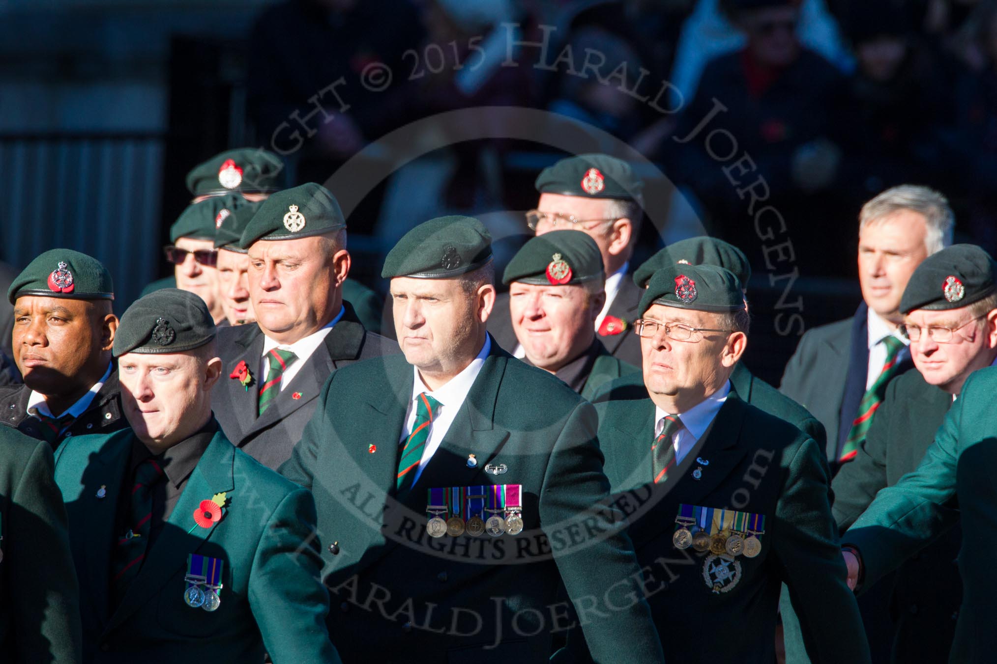 Remembrance Sunday Cenotaph March Past 2013: A16 - Royal Green Jackets Association..
Press stand opposite the Foreign Office building, Whitehall, London SW1,
London,
Greater London,
United Kingdom,
on 10 November 2013 at 11:56, image #1145