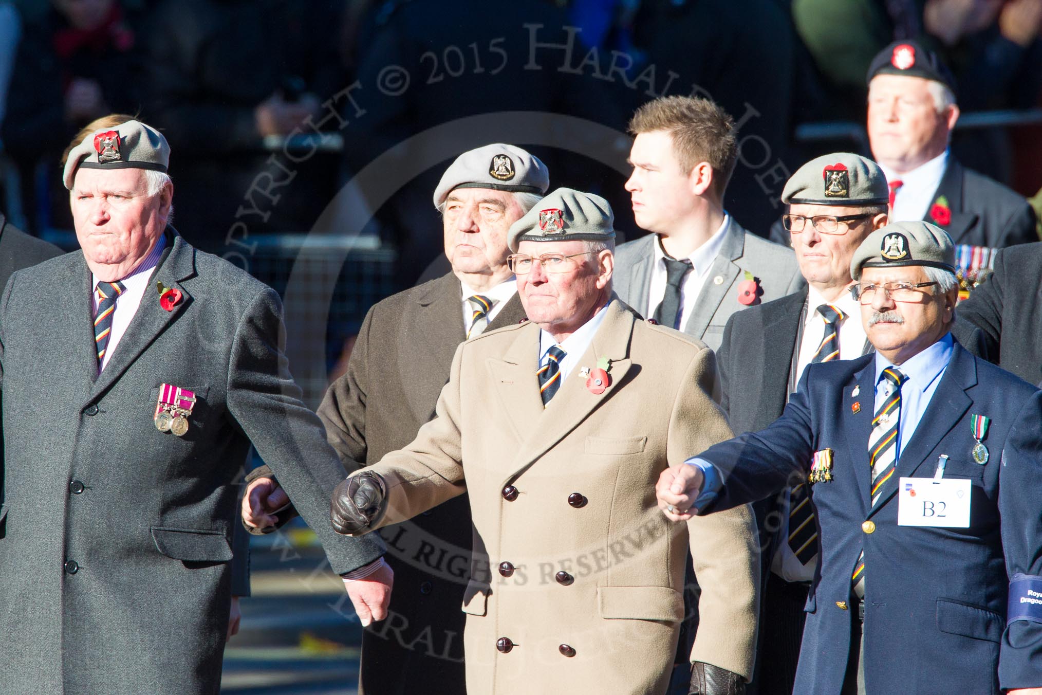 Remembrance Sunday Cenotaph March Past 2013: B2 - Royal Scots Dragoon Guards..
Press stand opposite the Foreign Office building, Whitehall, London SW1,
London,
Greater London,
United Kingdom,
on 10 November 2013 at 11:59, image #1307