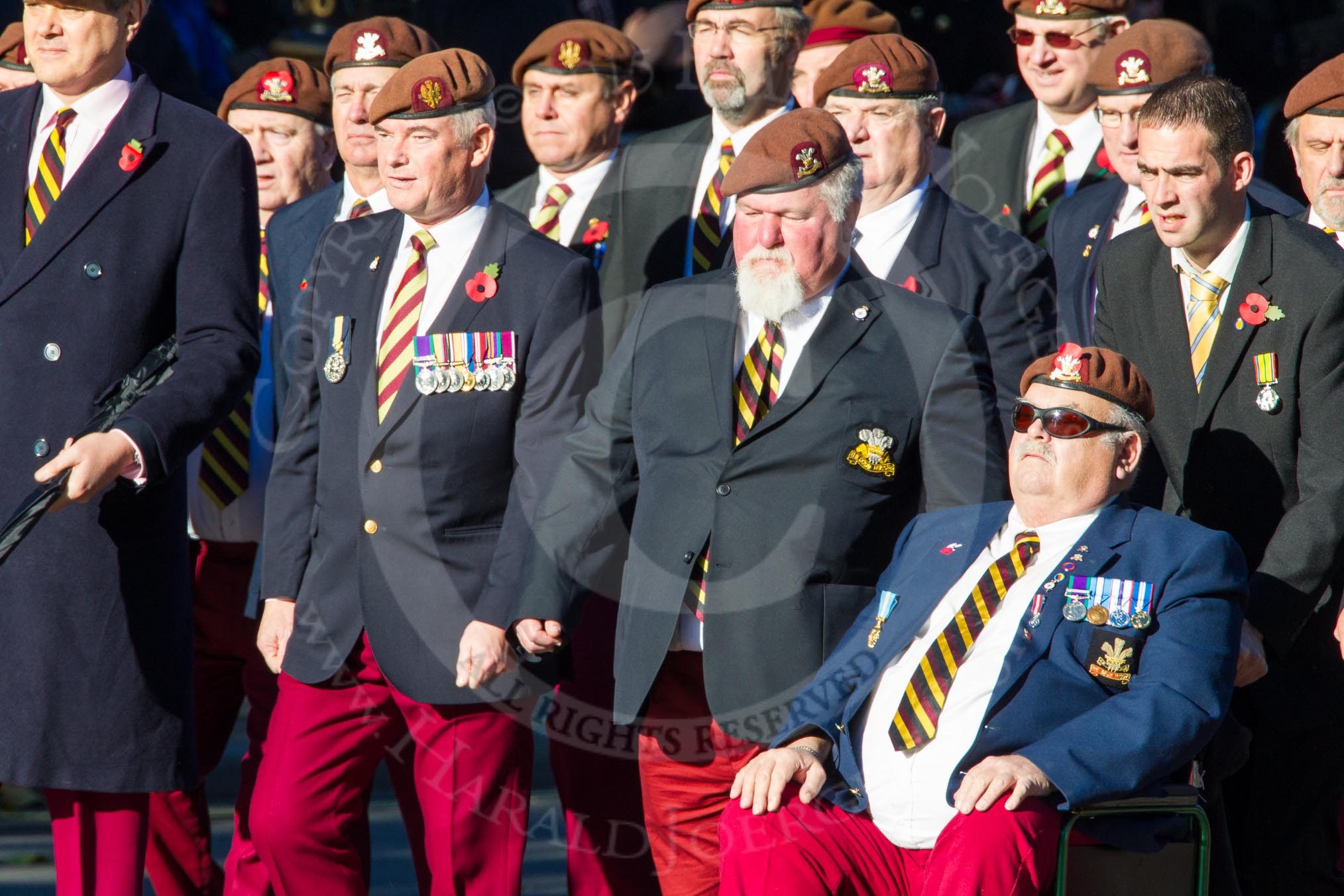 Remembrance Sunday Cenotaph March Past 2013: B4 - Queen's Royal Hussars (The Queen's Own & Royal Irish)..
Press stand opposite the Foreign Office building, Whitehall, London SW1,
London,
Greater London,
United Kingdom,
on 10 November 2013 at 11:59, image #1321