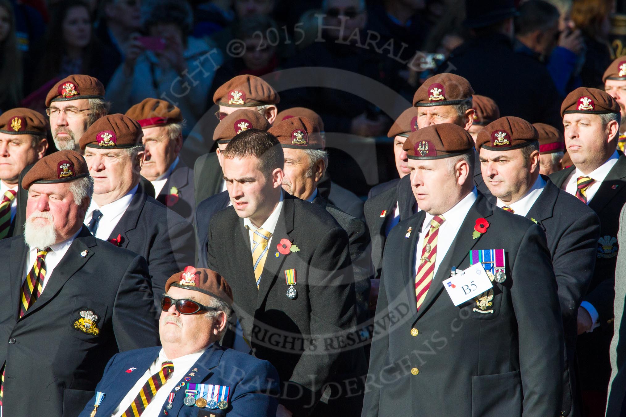 Remembrance Sunday Cenotaph March Past 2013: B5 - Kings Royal Hussars Regimental Association..
Press stand opposite the Foreign Office building, Whitehall, London SW1,
London,
Greater London,
United Kingdom,
on 10 November 2013 at 11:59, image #1324