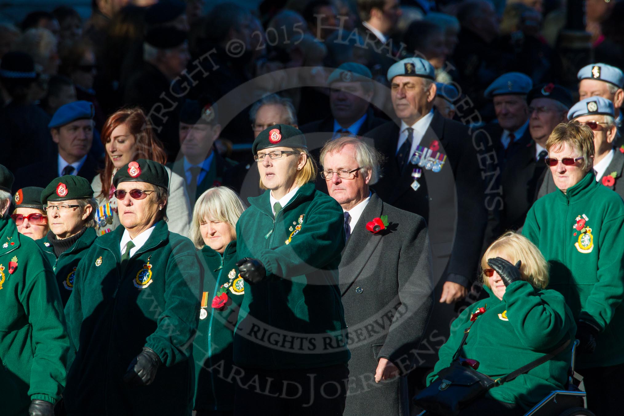 Remembrance Sunday Cenotaph March Past 2013: B15 - Women's Royal Army Corps Association..
Press stand opposite the Foreign Office building, Whitehall, London SW1,
London,
Greater London,
United Kingdom,
on 10 November 2013 at 12:01, image #1418